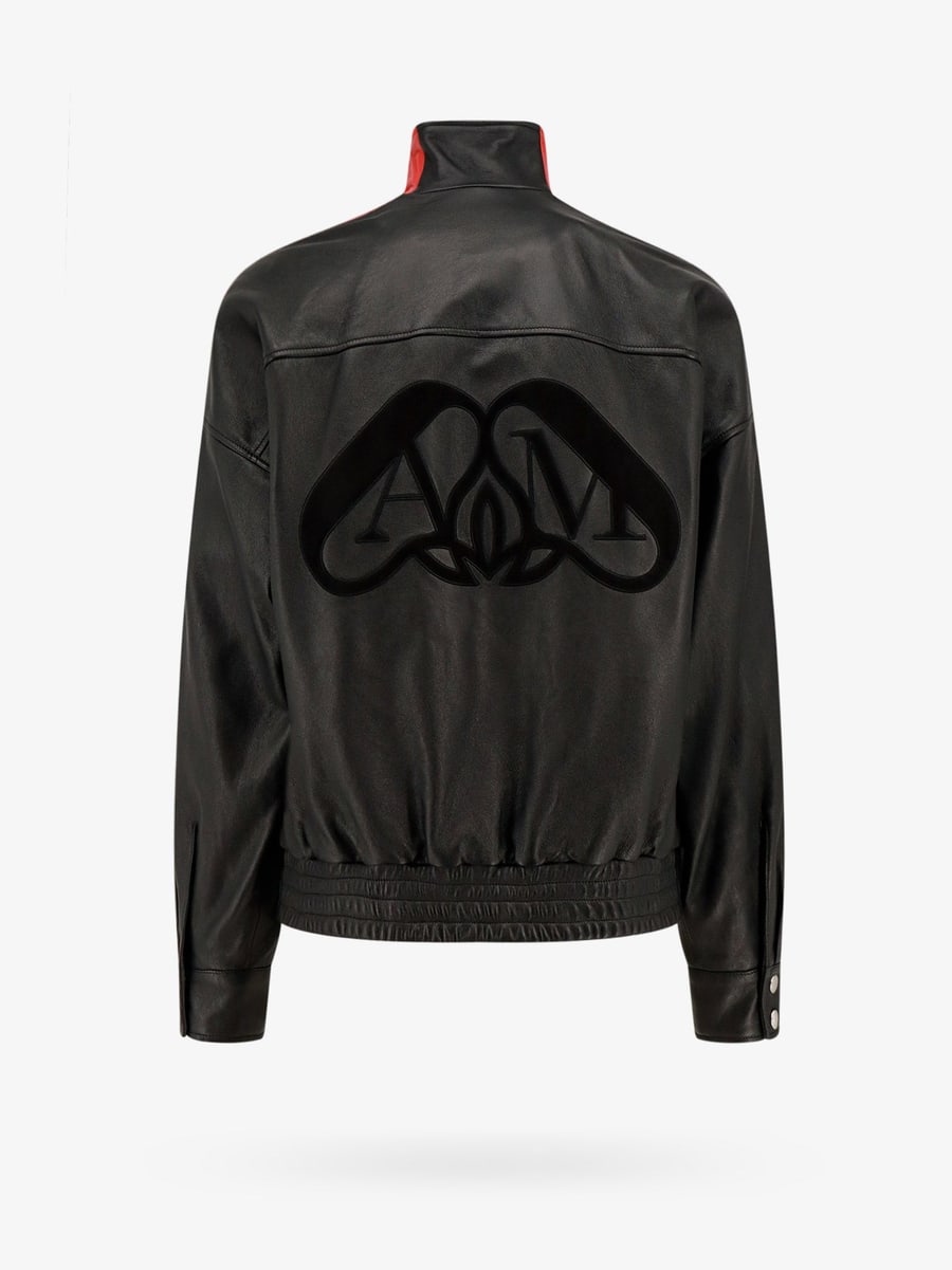 Alexander McQueen Leather jacket with contrasting bands, view 6