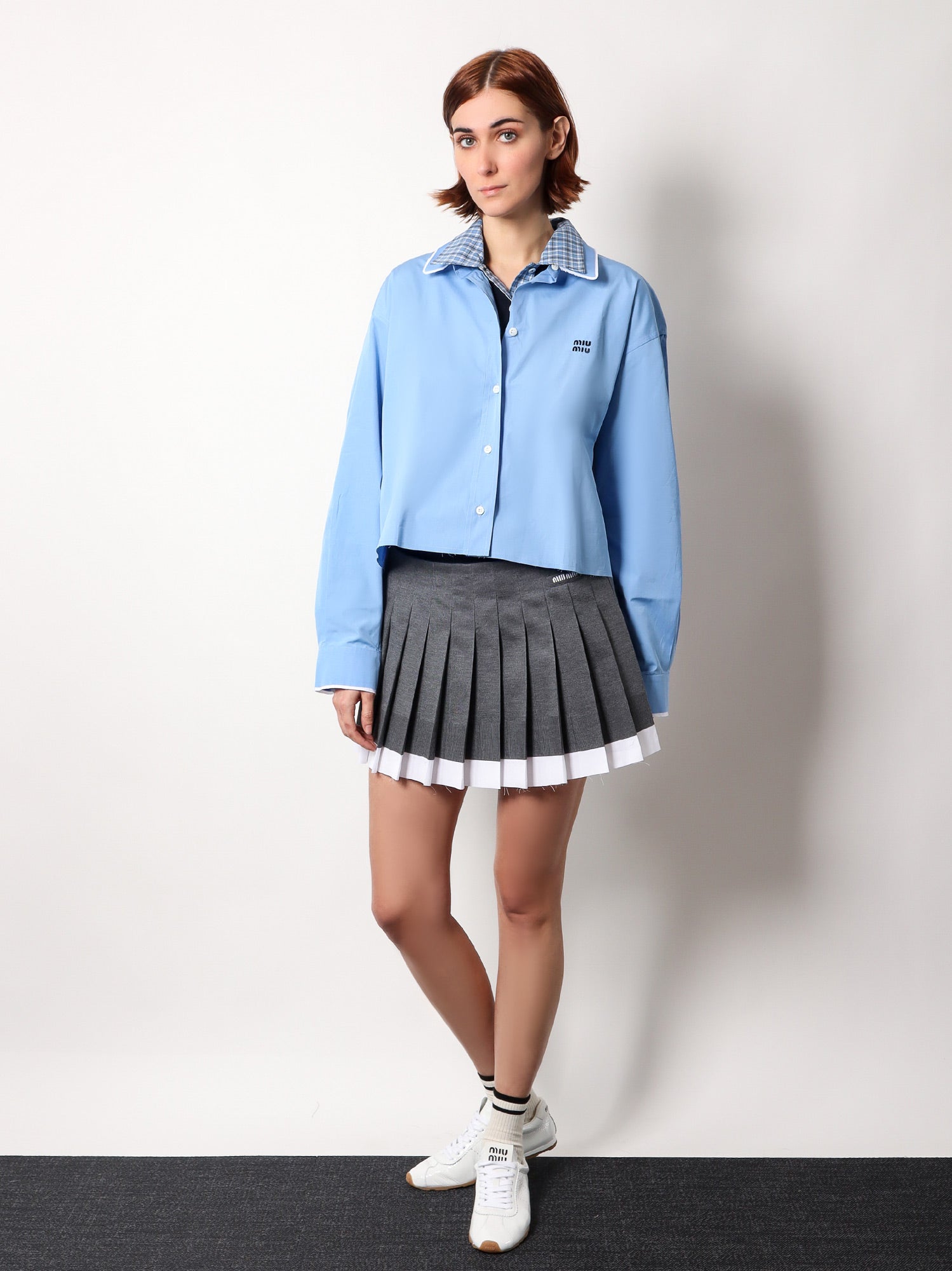 Miu Miu Recycled silk pleated skirt, view 2