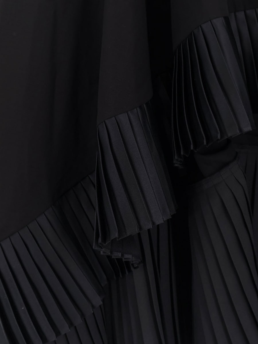 SACAI Cotton dress with pleated details, view 3