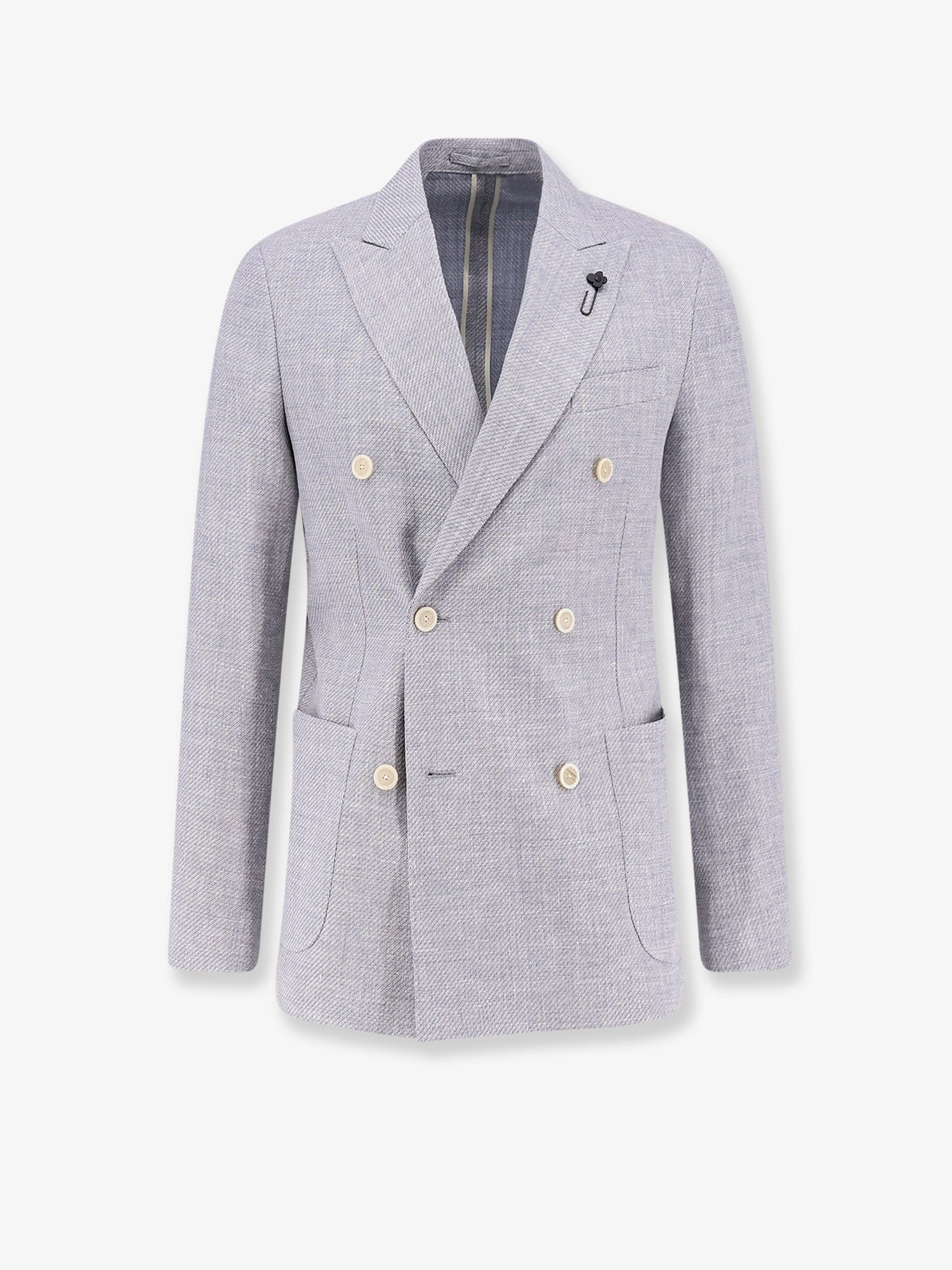 LARDINI Roma double-breasted pure virgin wool and linen blazer