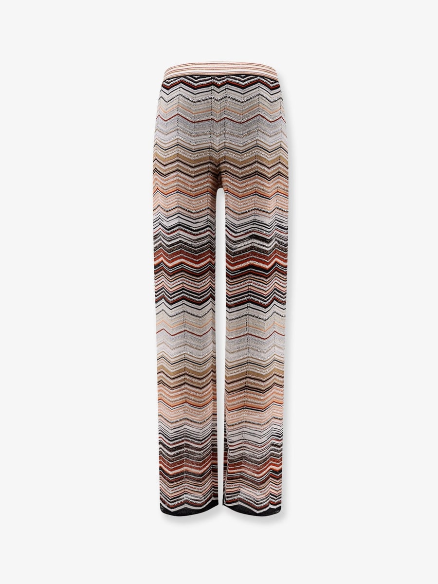 MISSONI Viscose trousers with laminated chevron pattern, view 2
