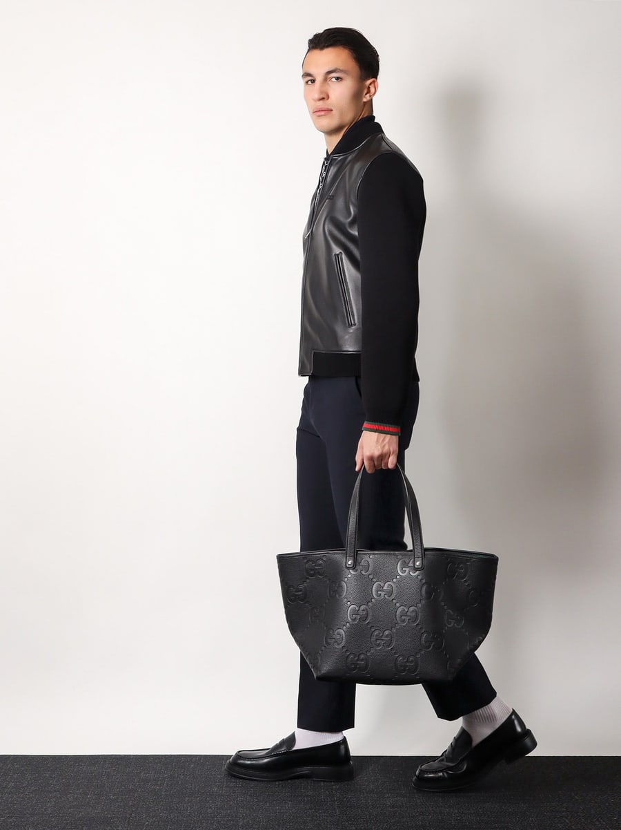 Gucci Leather and wool jacket, view 2