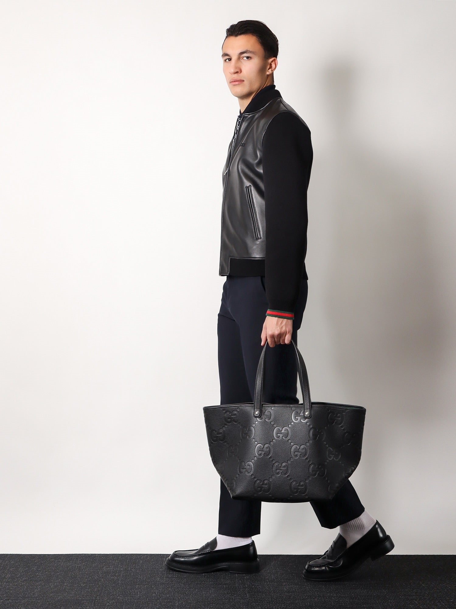 Gucci Leather and wool jacket, view 2