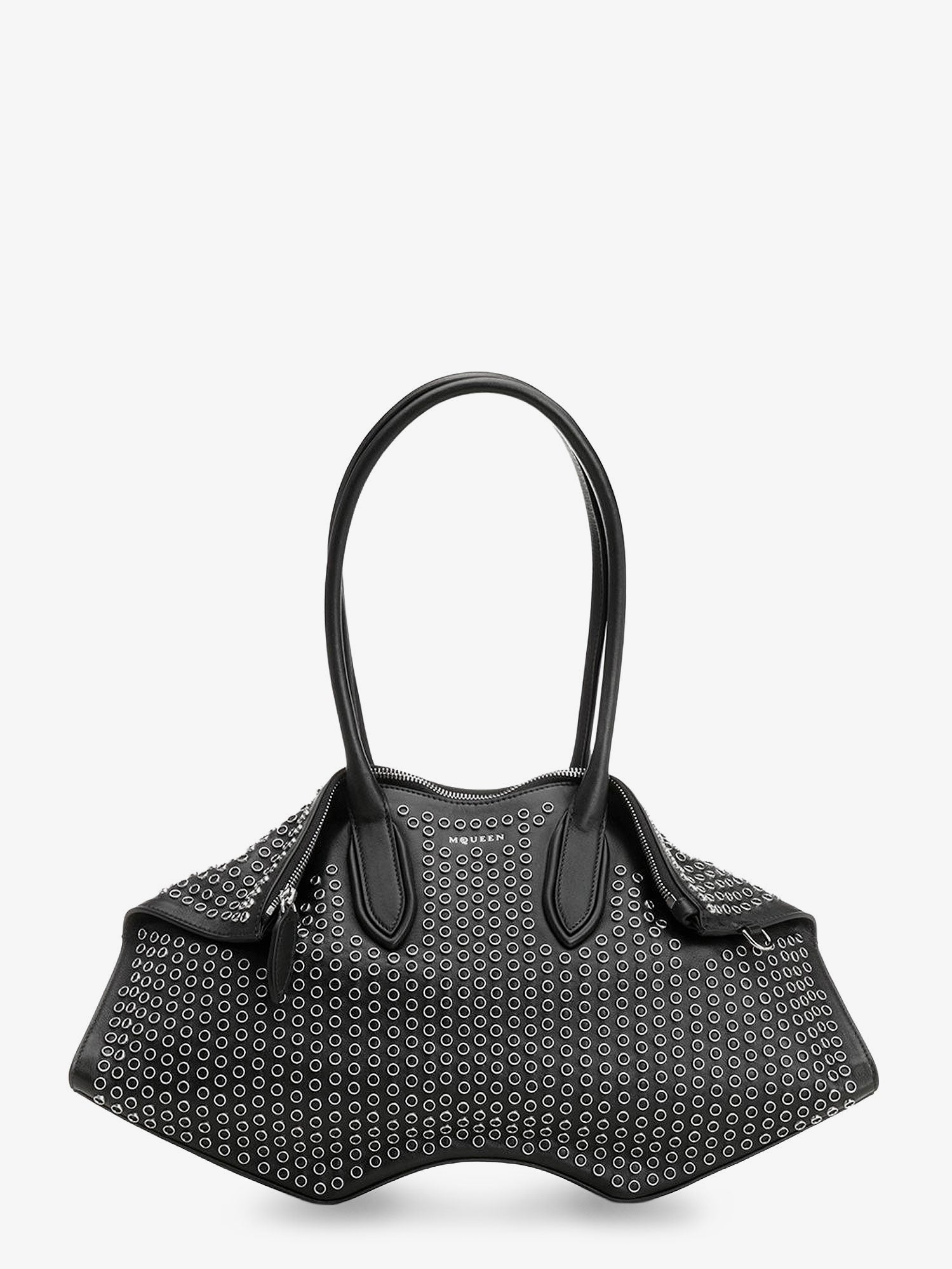 Alexander McQueen Manta leather shoulder bag with all-over metal details