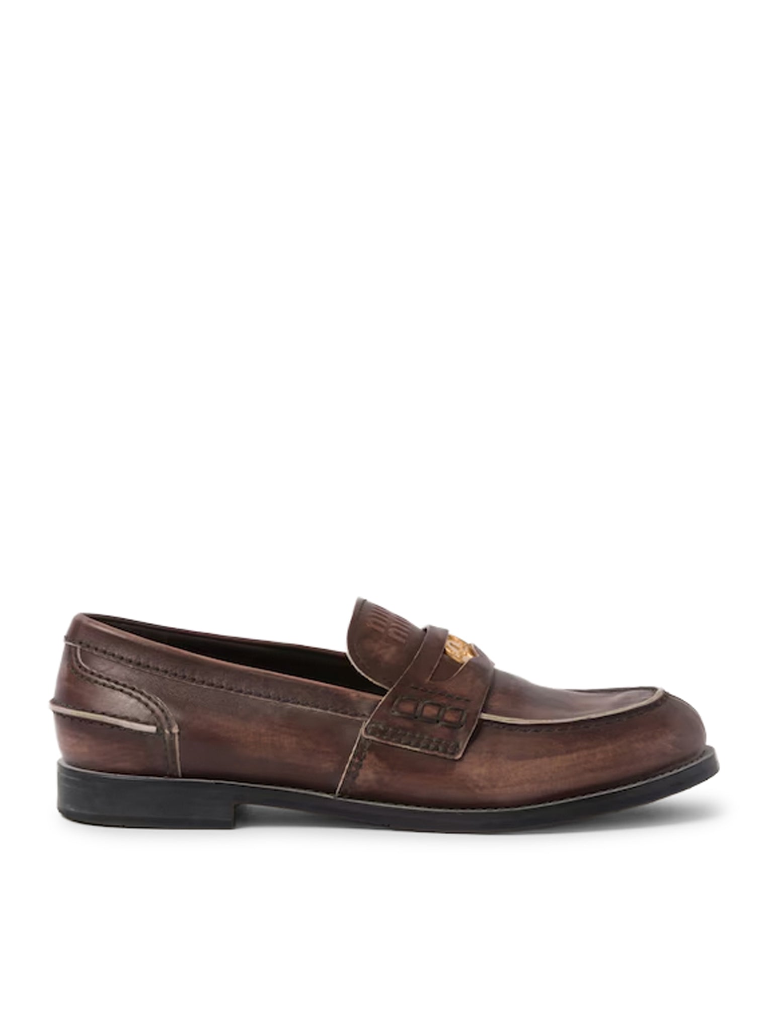 Miu Miu VINTAGE EFFECT LEATHER LOAFERS