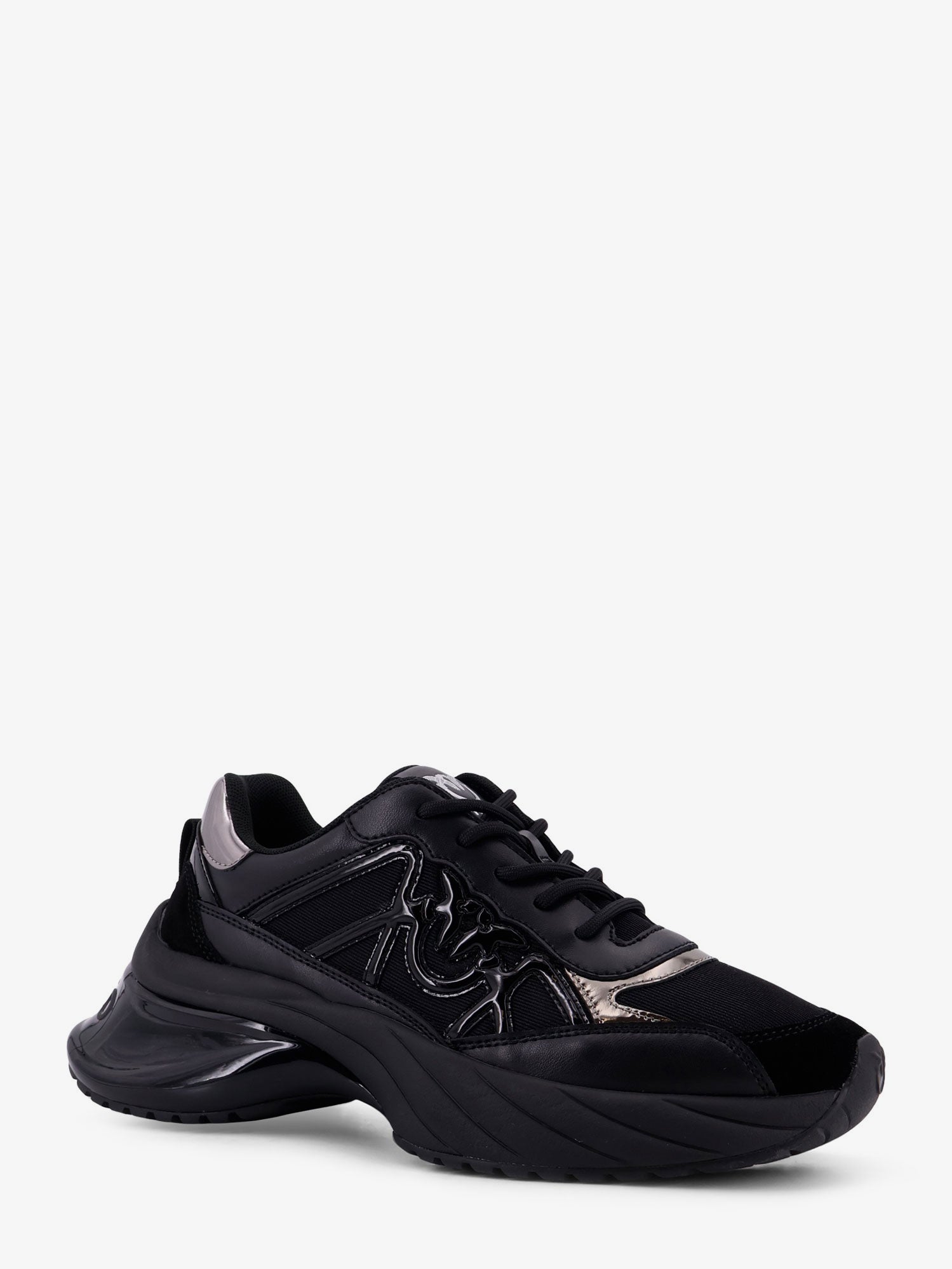 Pinko Ariel 33 leather sneakers with nylon inserts, view 2