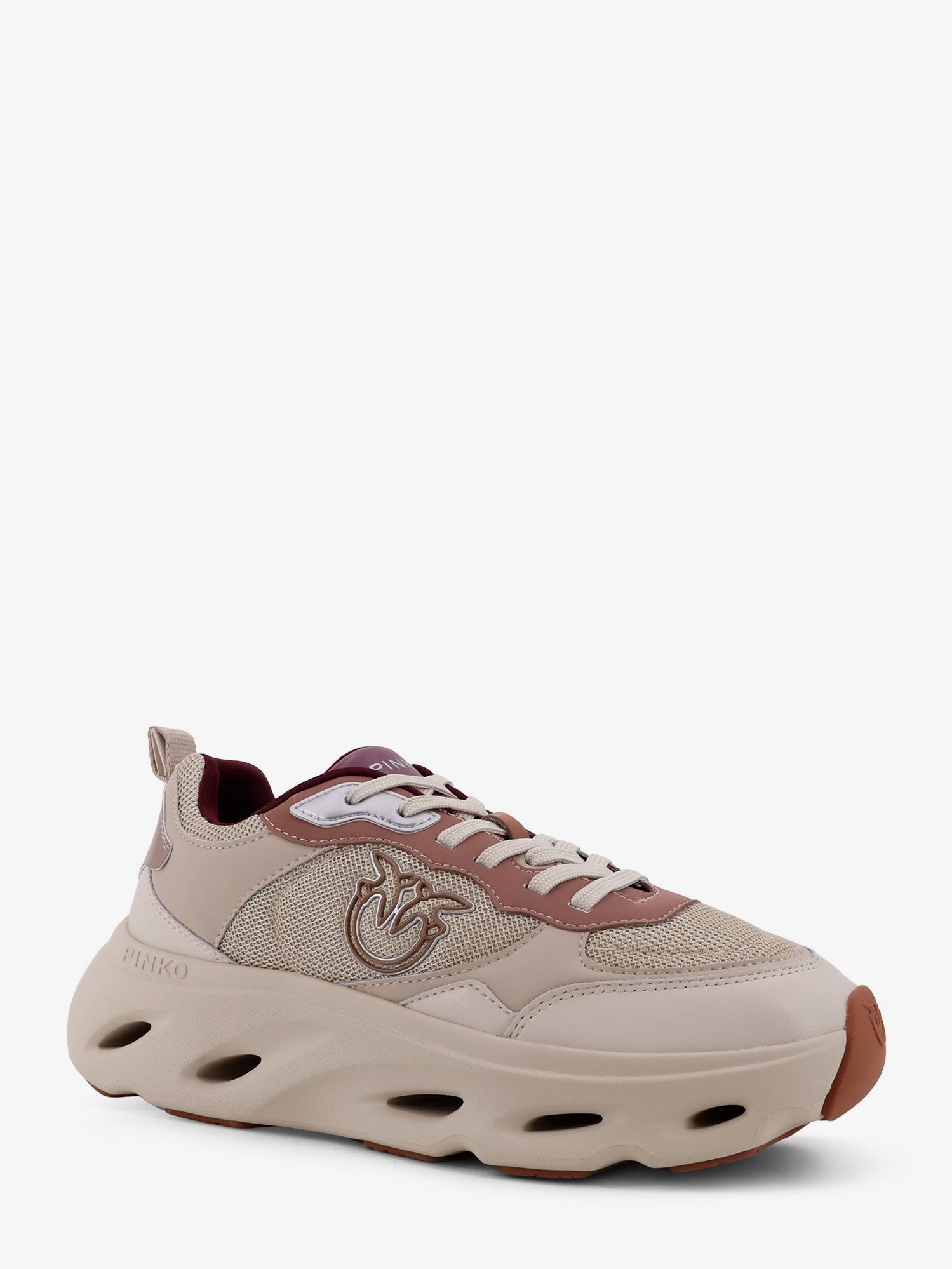 Pinko Nylon sneakers with leather inserts, view 2