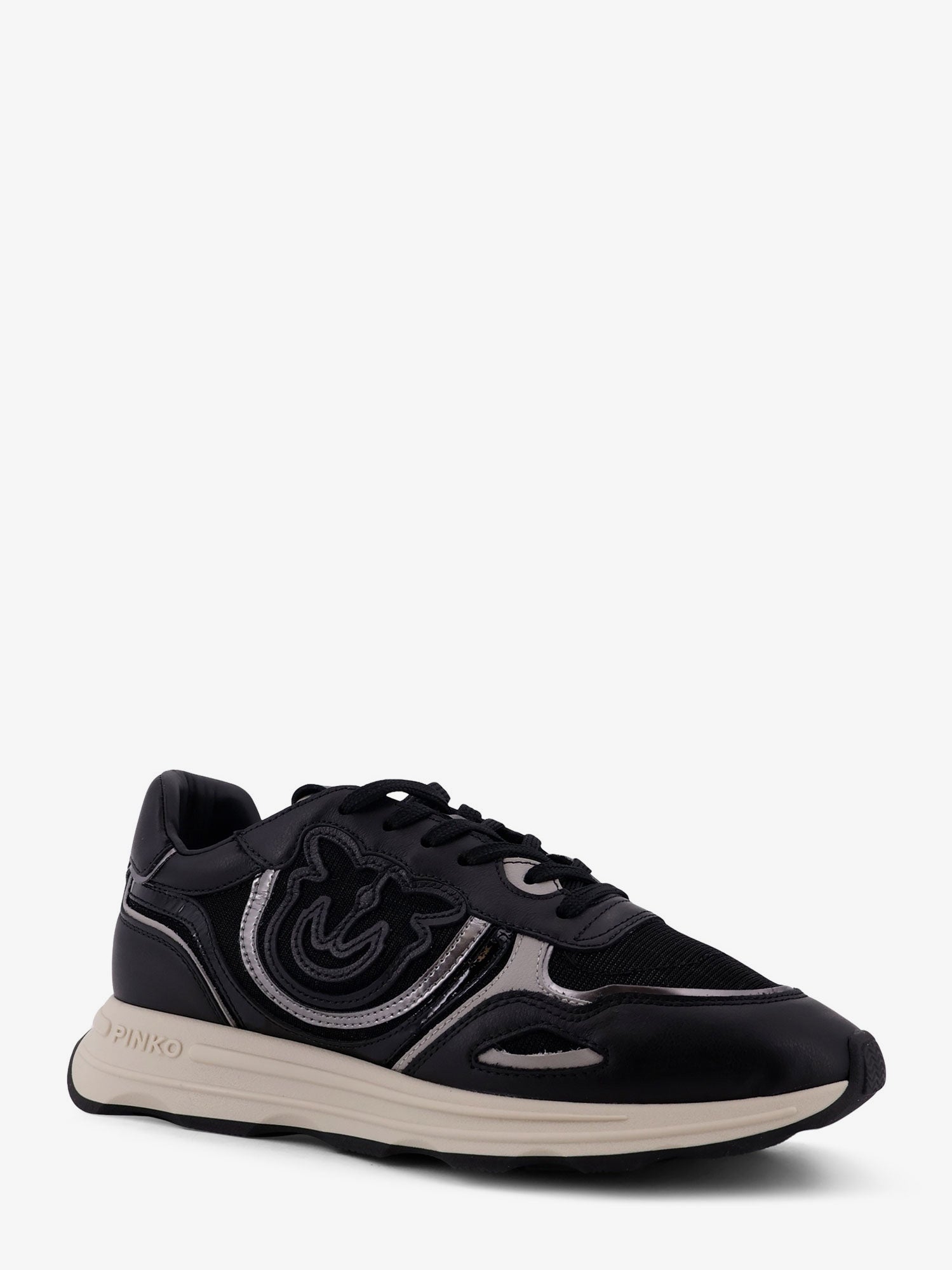 Pinko Zoe leather sneakers with mesh inserts, view 2