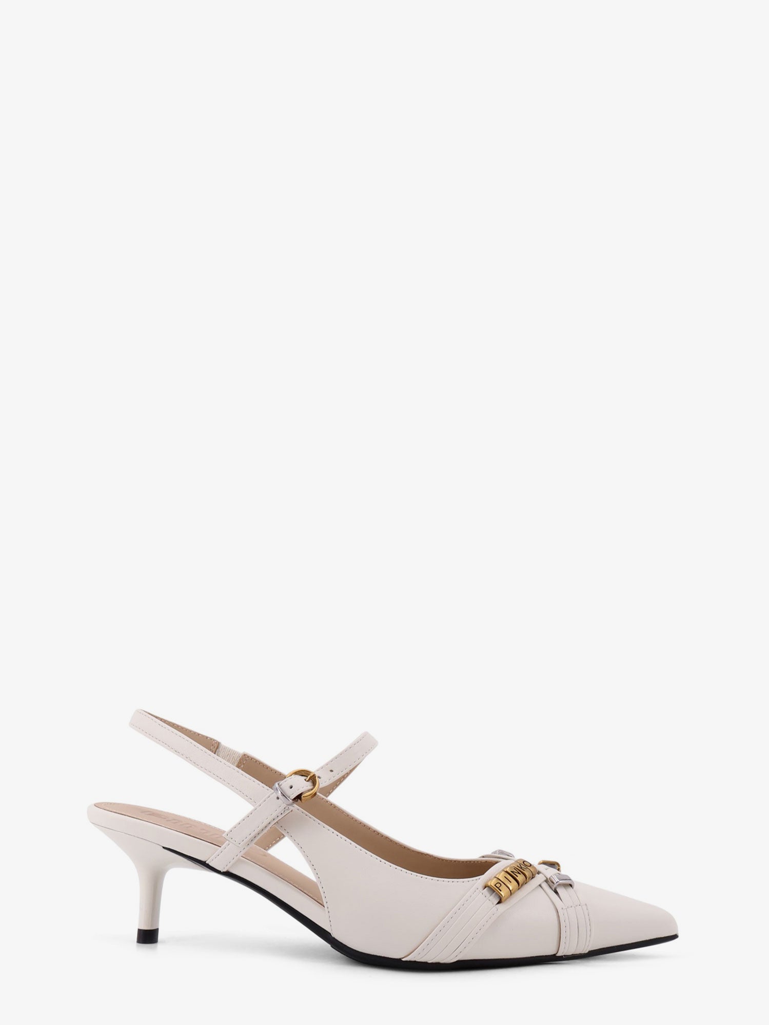 Pinko Gloria 18 leather pump with metal lettering detail