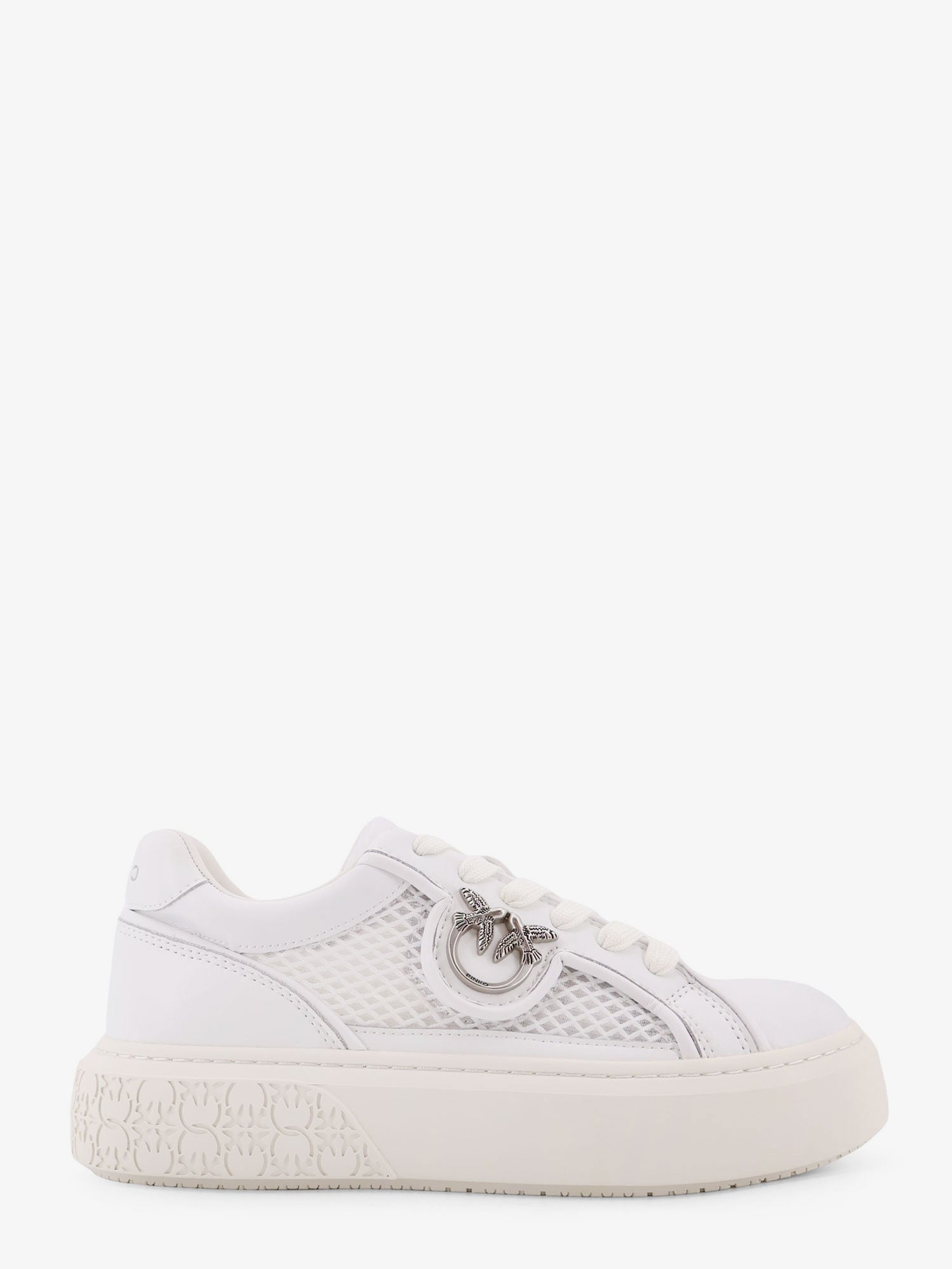 Pinko Yoko leather sneakers with mesh inserts