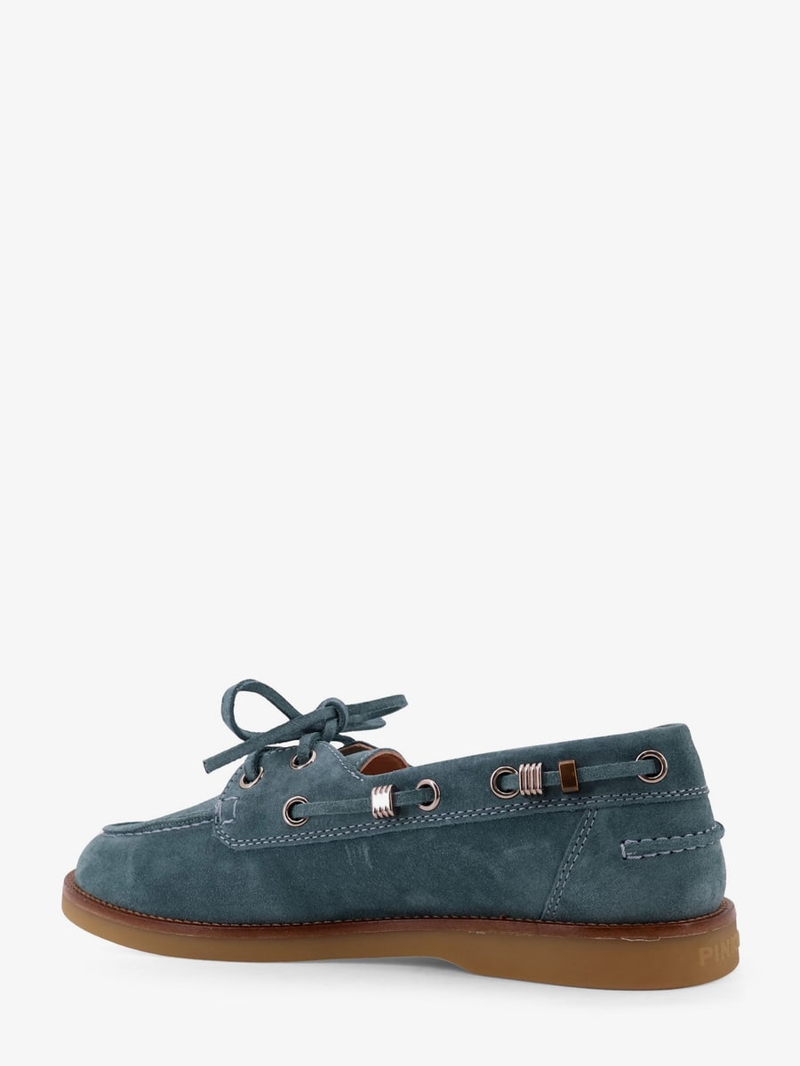 Pinko Grace suede loafers with metal lettering logo, view 3
