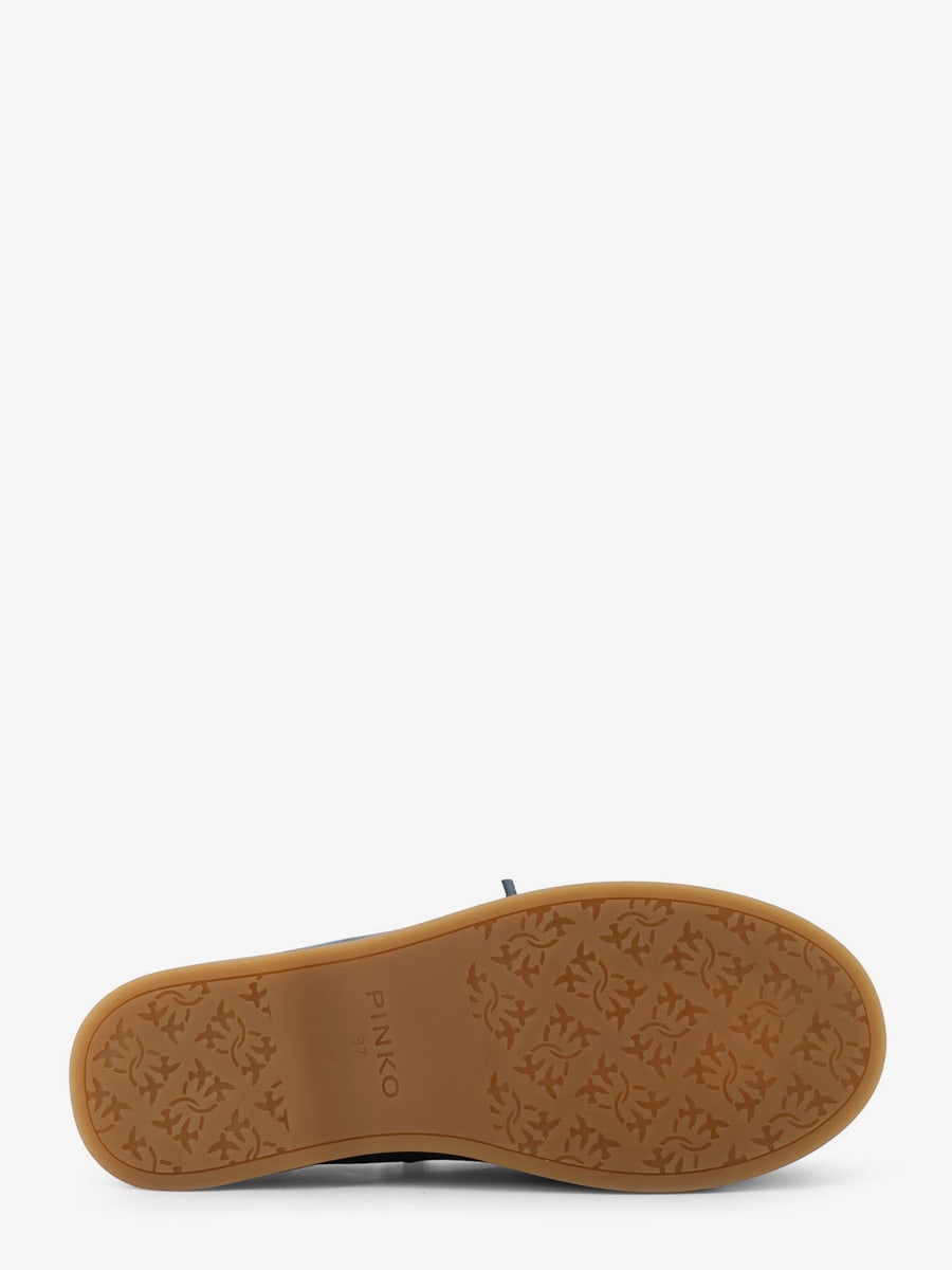 Pinko Grace suede loafers with metal lettering logo, view 4