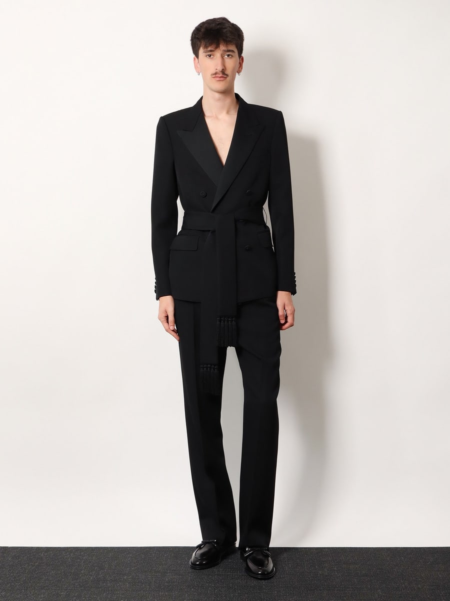 VALENTINO Virgin wool blazer with belt, view 2