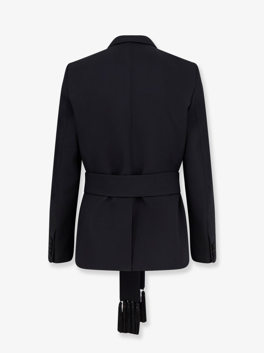 VALENTINO Virgin wool blazer with belt, view 4