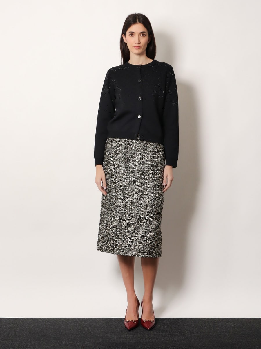 Gucci Midi skirt in laminated bouclé fabric, view 2