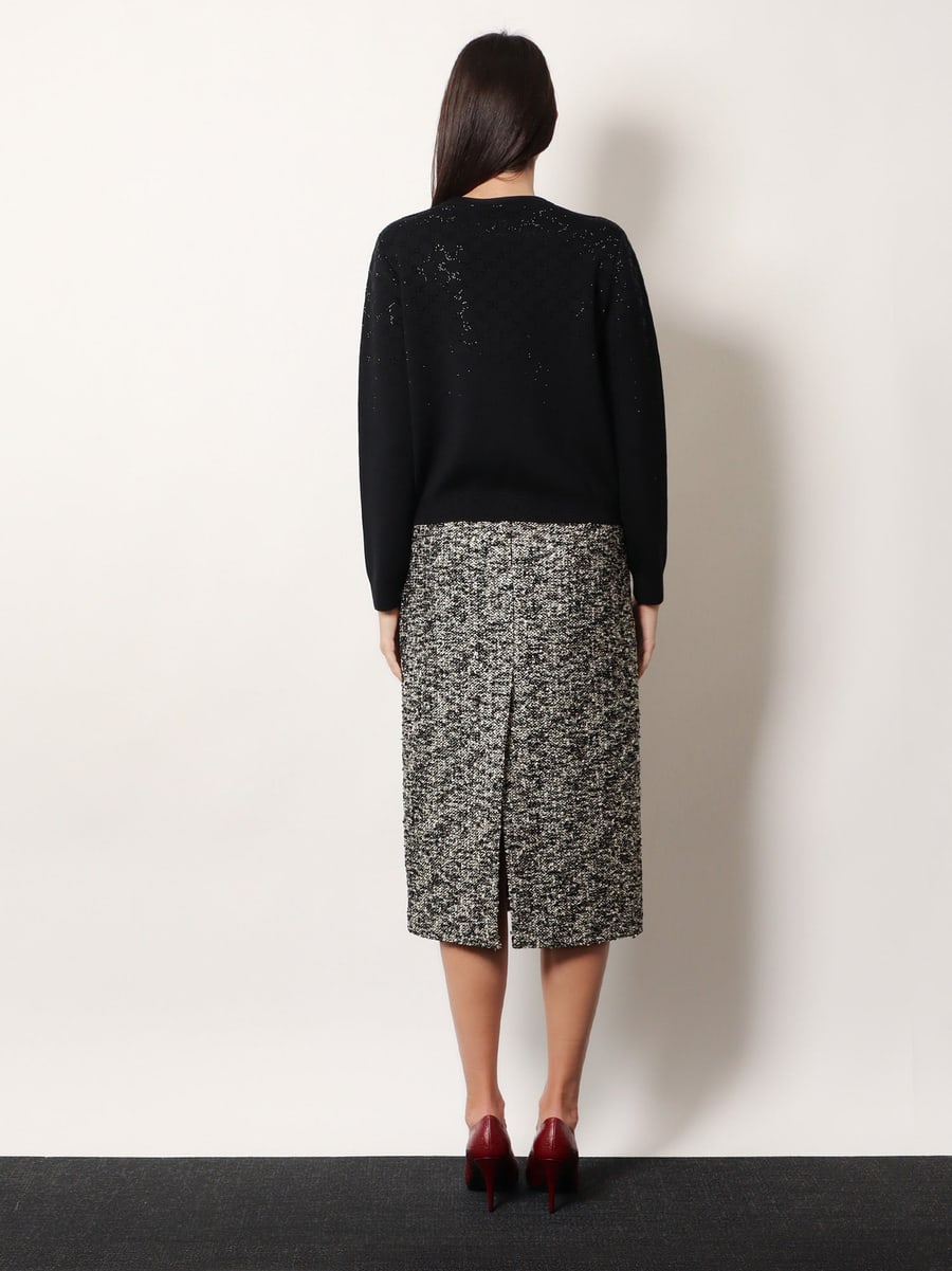 Gucci Midi skirt in laminated bouclé fabric, view 3