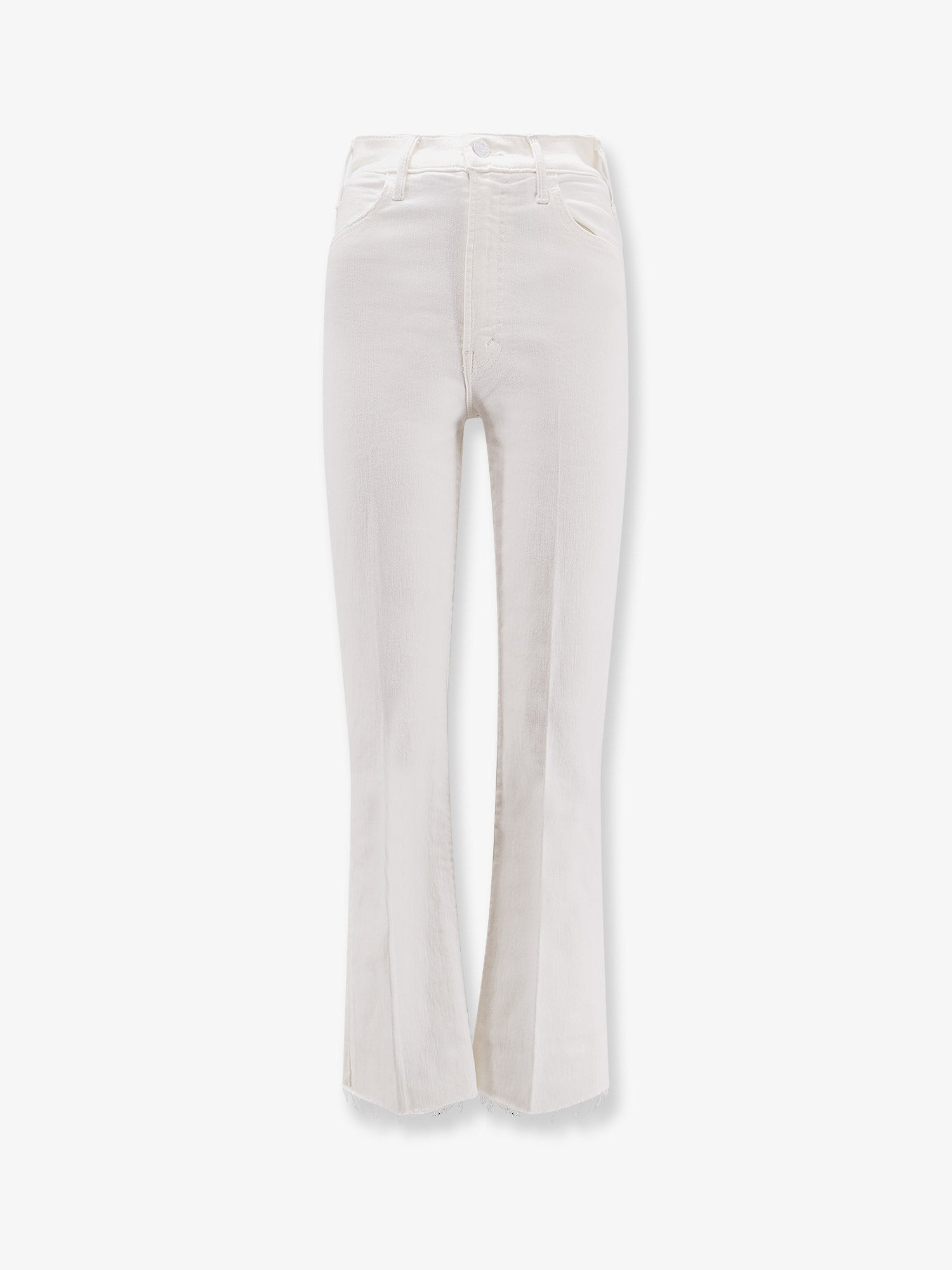 MOTHER The Hustler Ankle Fray white denim trousers