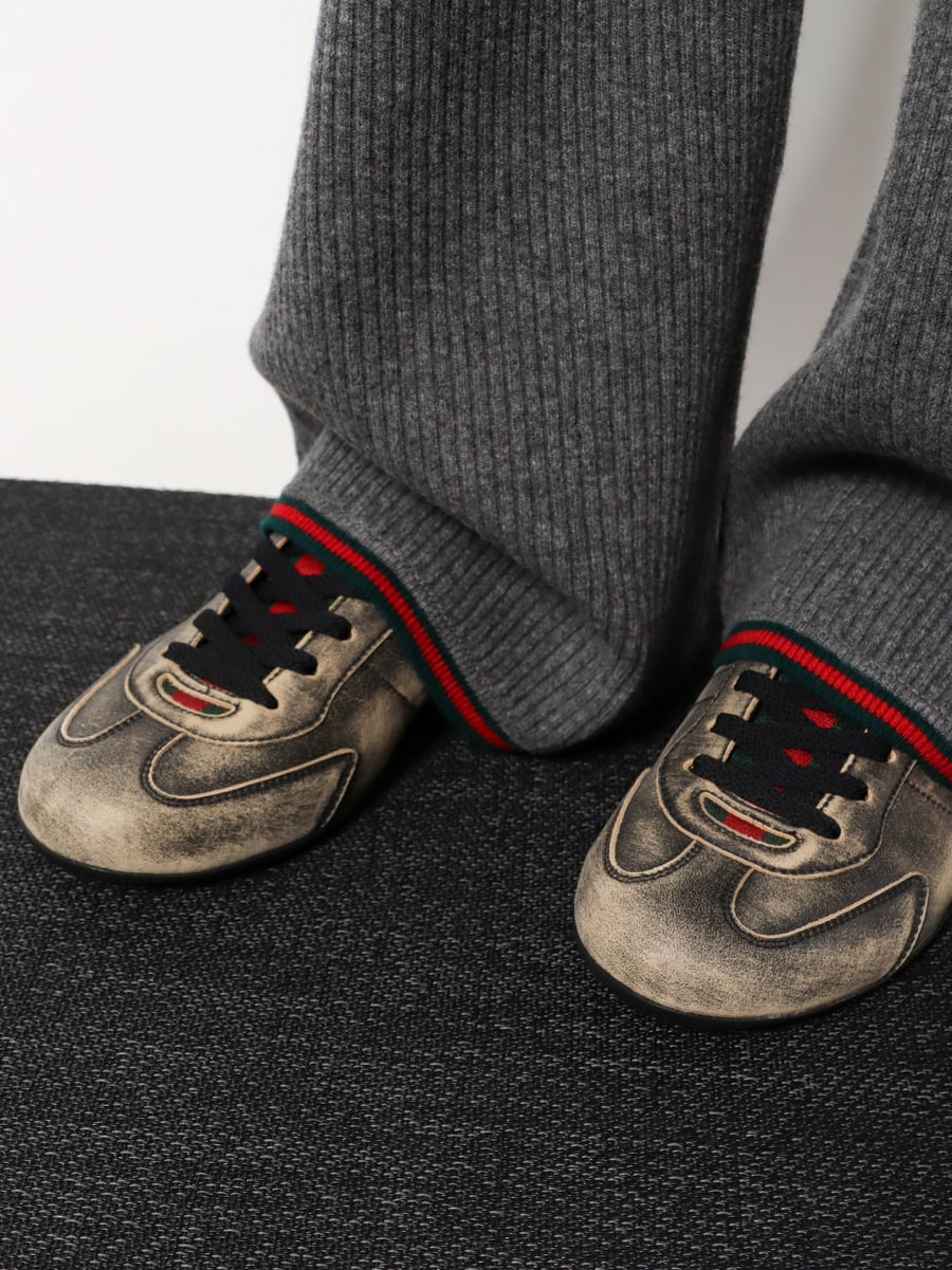 Gucci Gucci Shift délavé leather sneakers, view 2