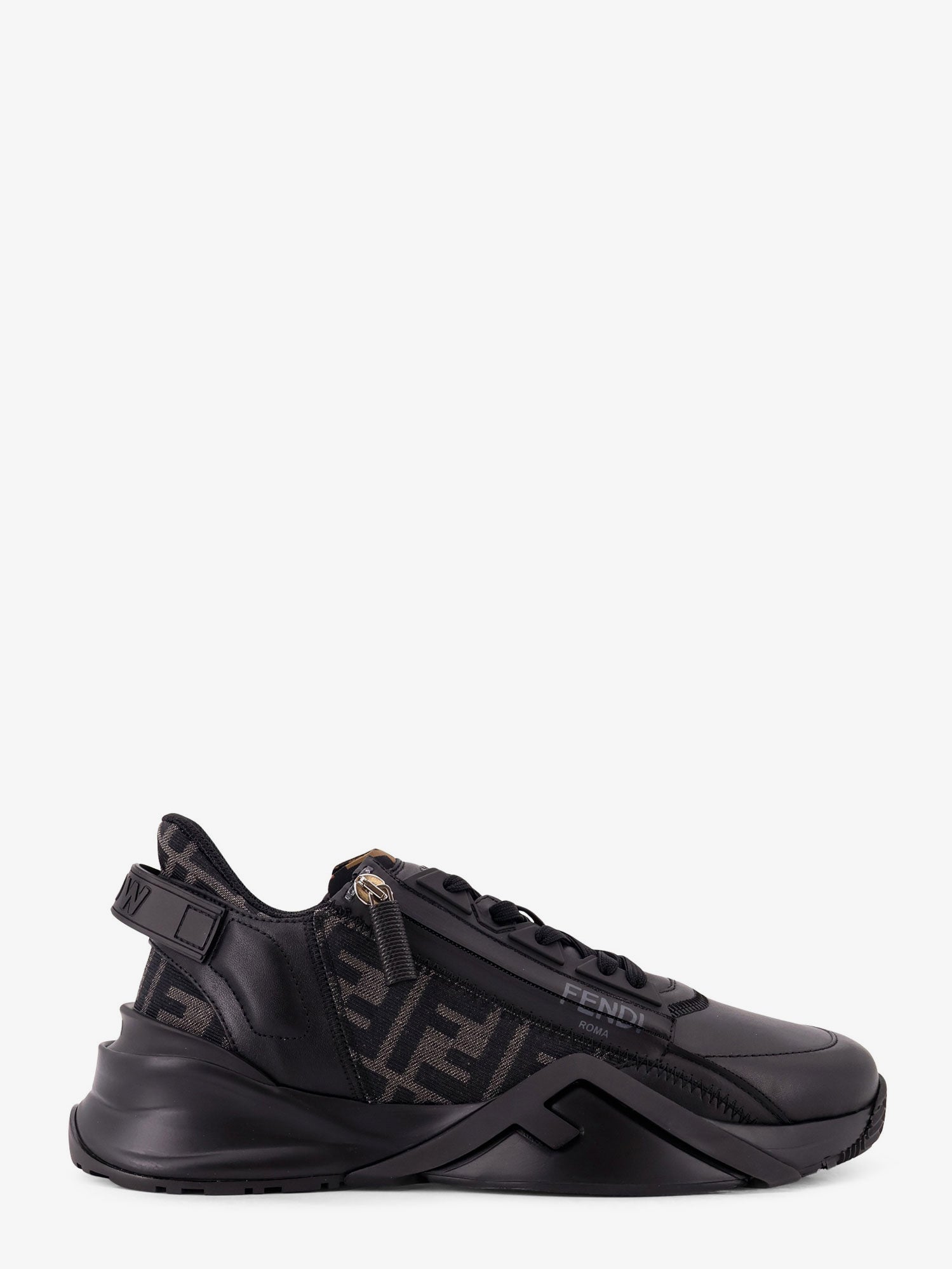Fendi Leather Flow sneakers with FF jacquard fabric inserts