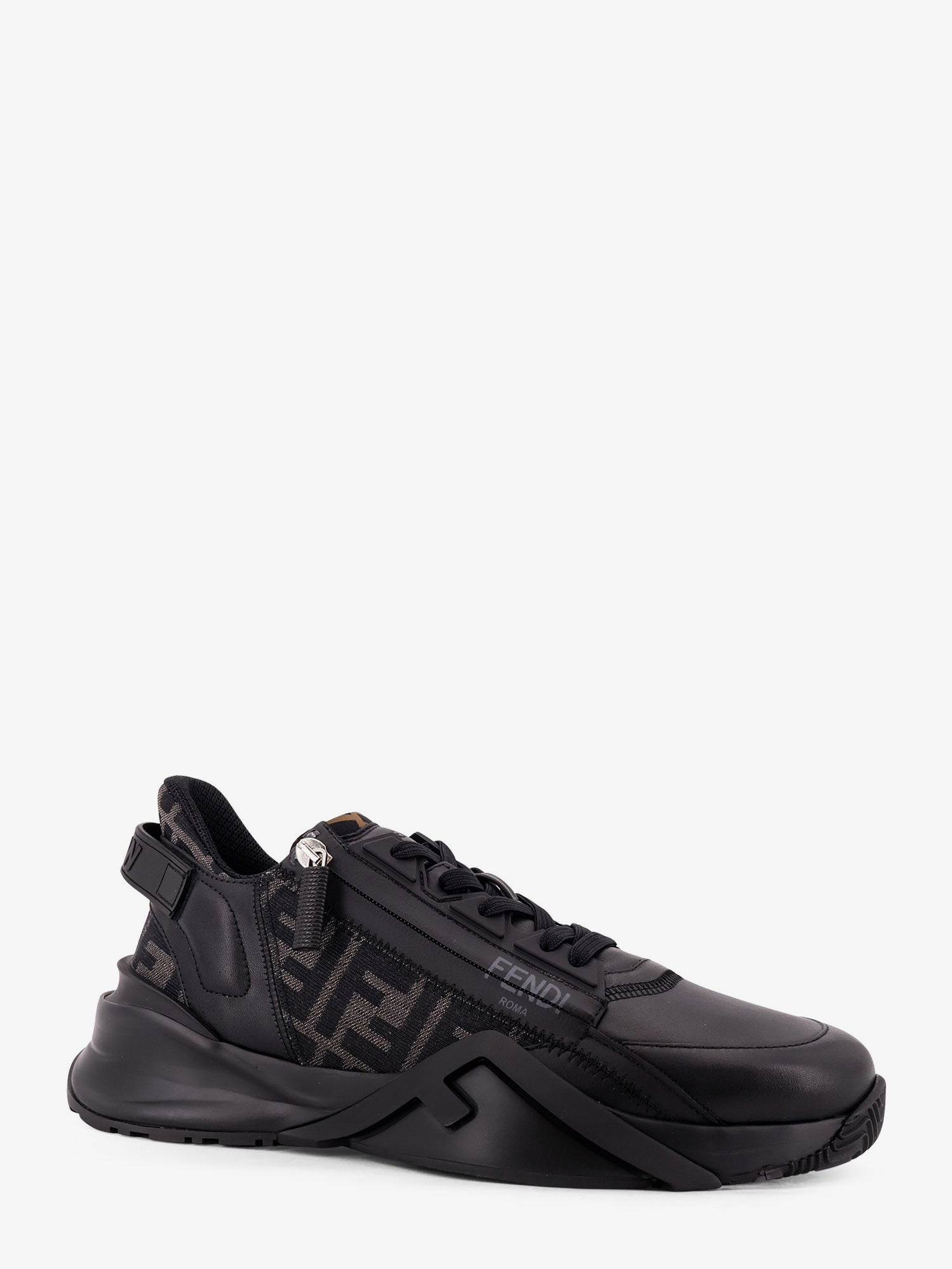 Fendi Leather Flow sneakers with FF jacquard fabric inserts, view 2
