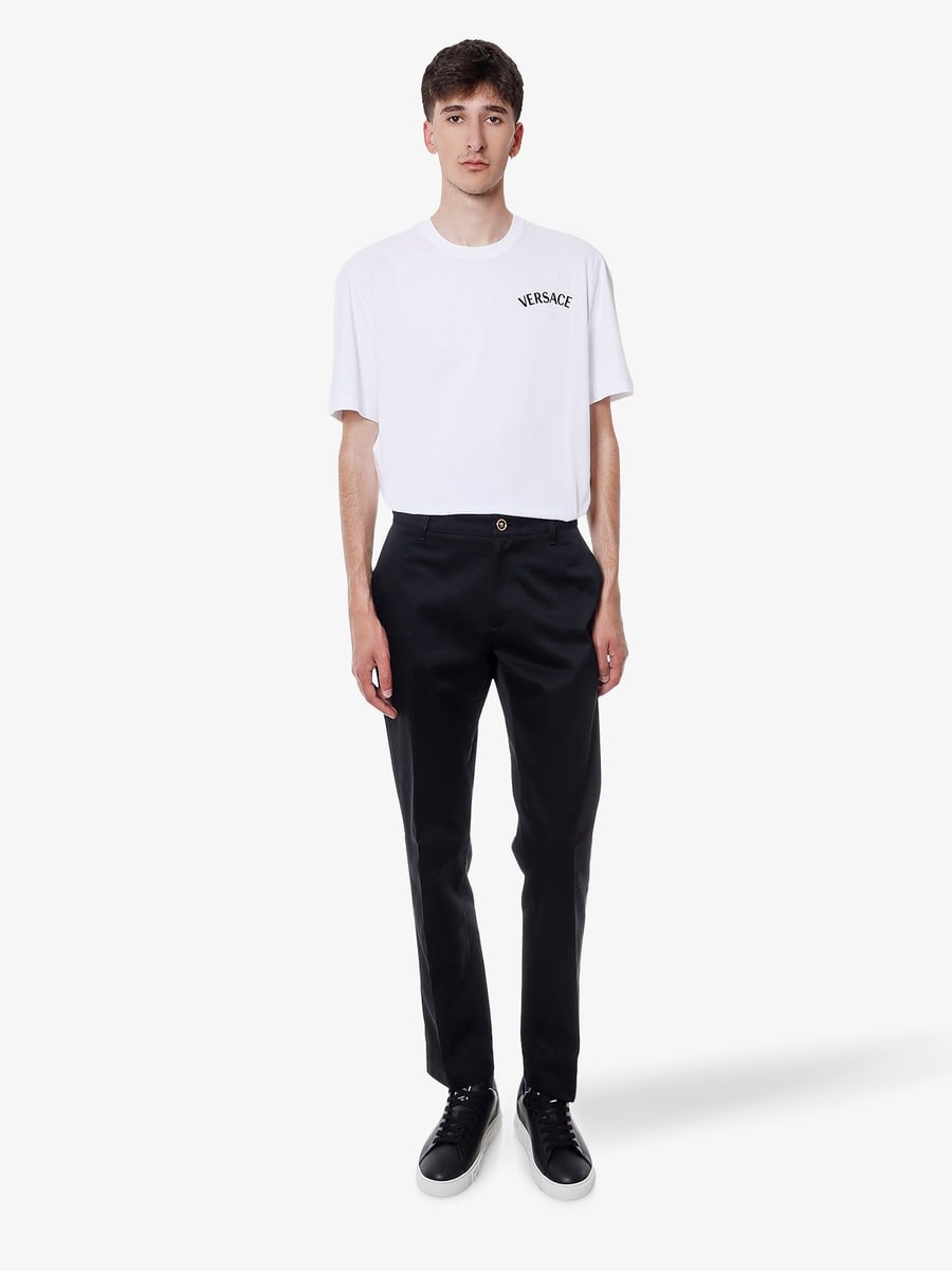 Versace Cotton jersey t-shirt with logo embroidery, view 2
