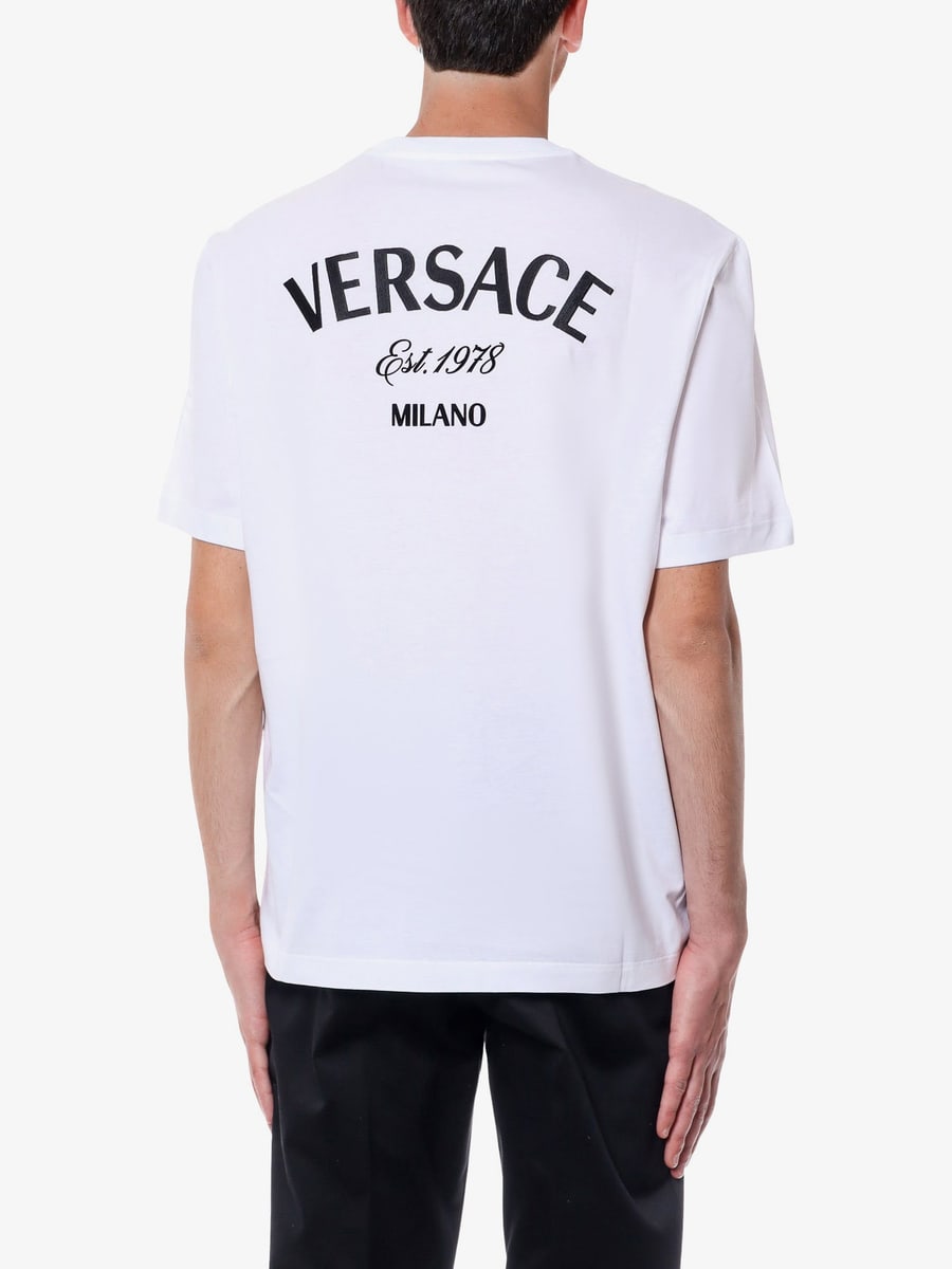 Versace Cotton jersey t-shirt with logo embroidery, view 4