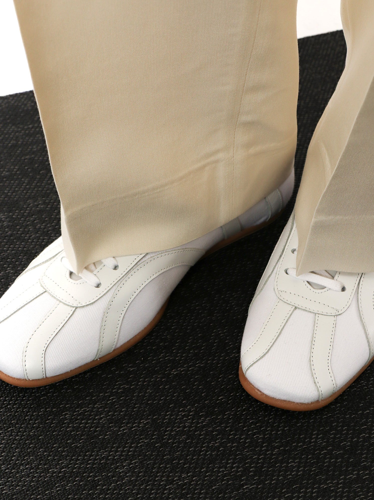 Toteme Canvas low-top sneakers with leather profiles, view 2