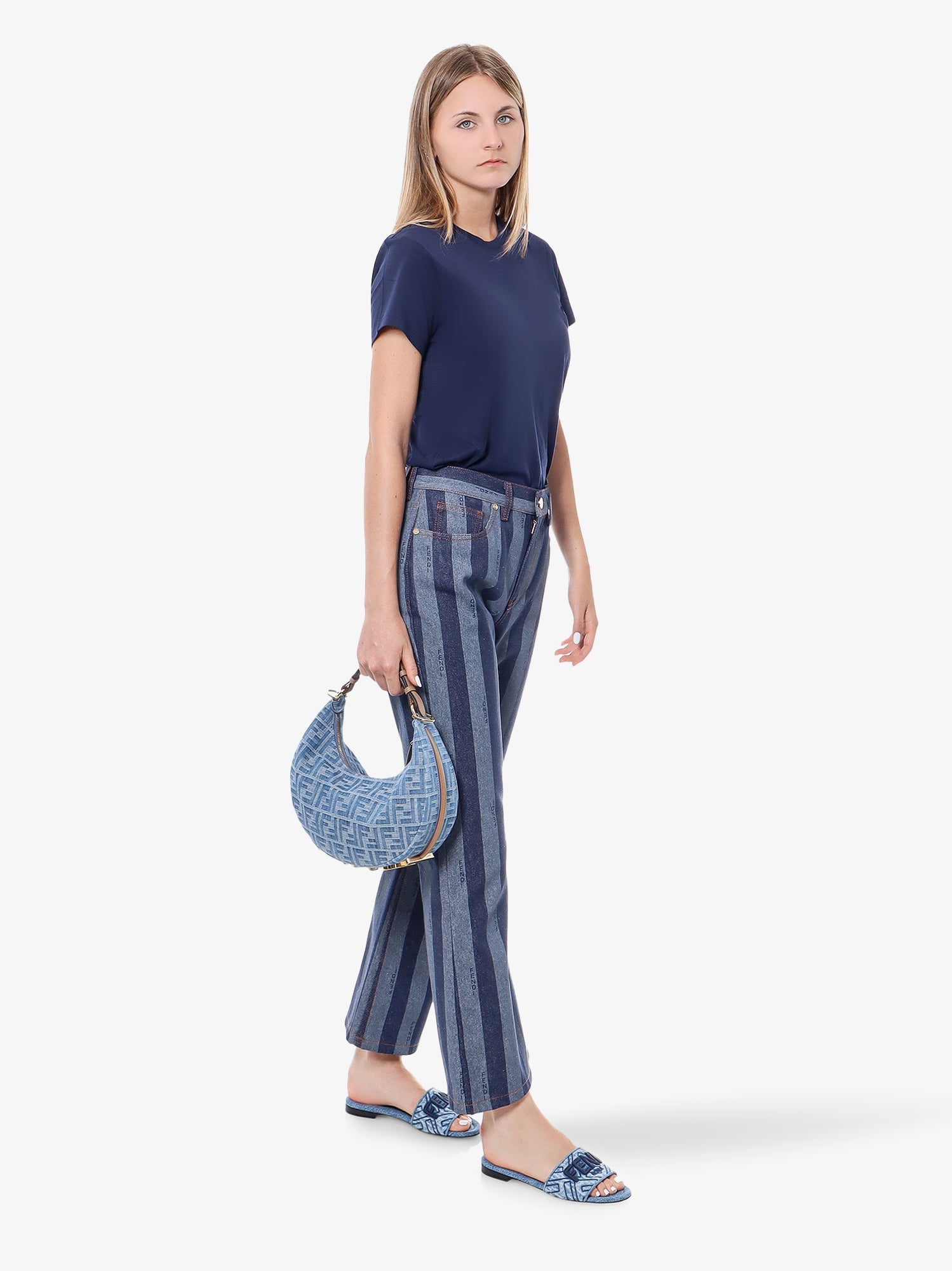 Fendi Cotton jeans with pequin stripes, view 2