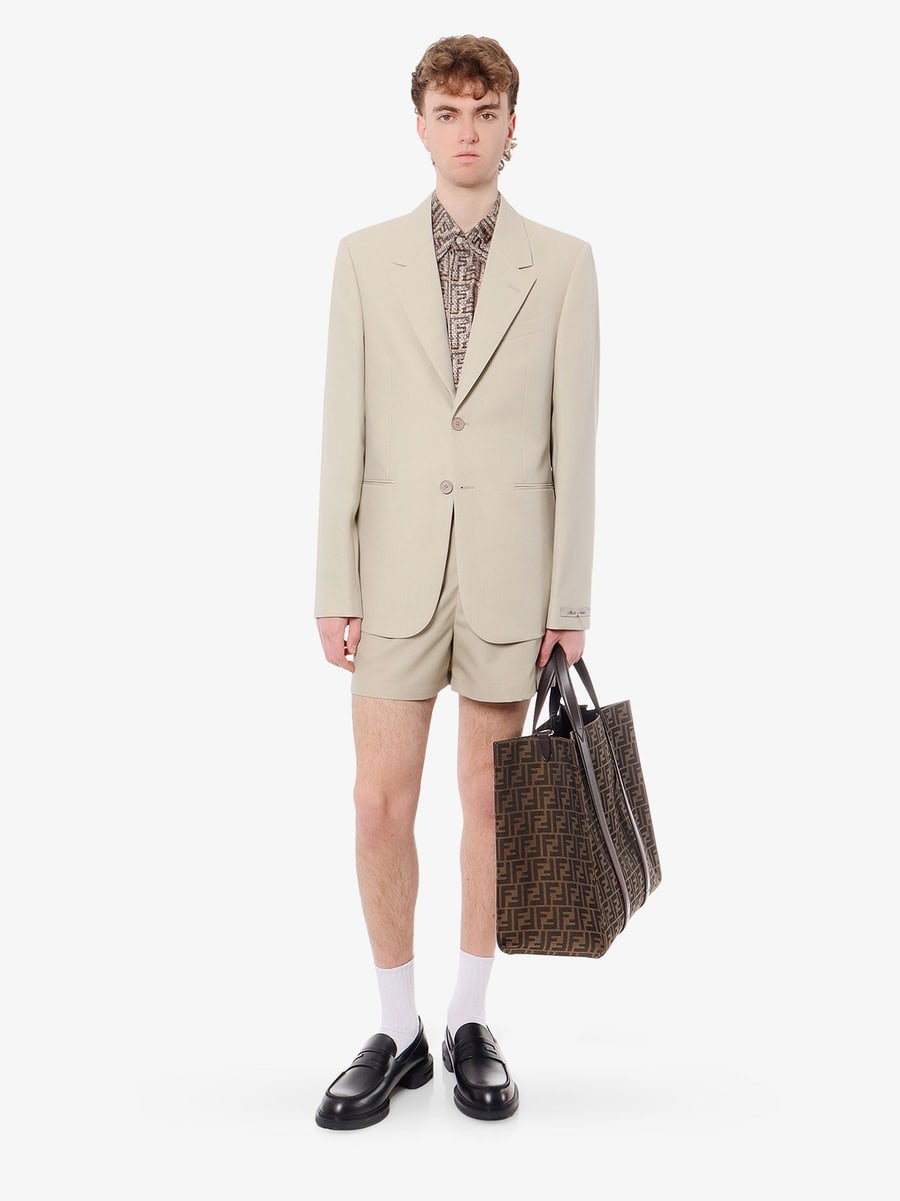 Fendi Virgin wool blazer with logoed buttons, view 2