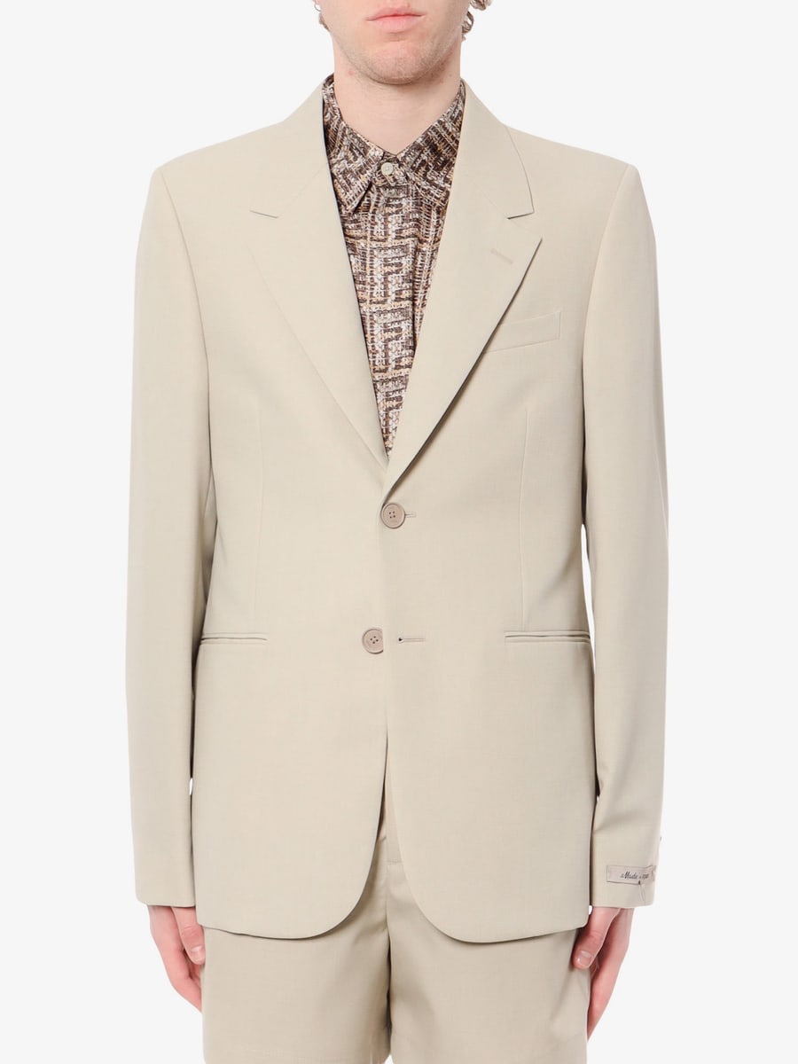Fendi Virgin wool blazer with logoed buttons, view 3