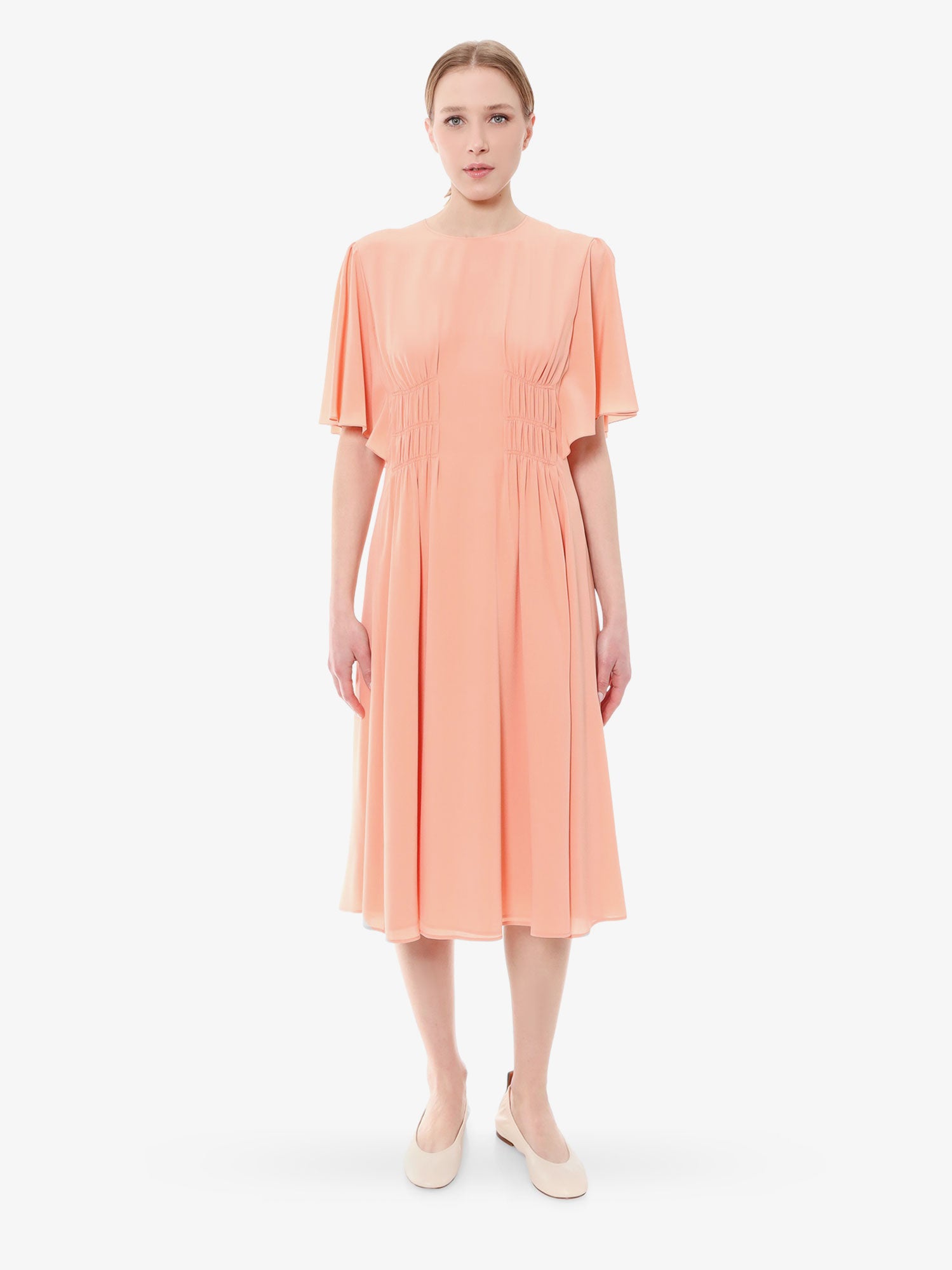 Chloé Silk dress with frontal drapery, view 2