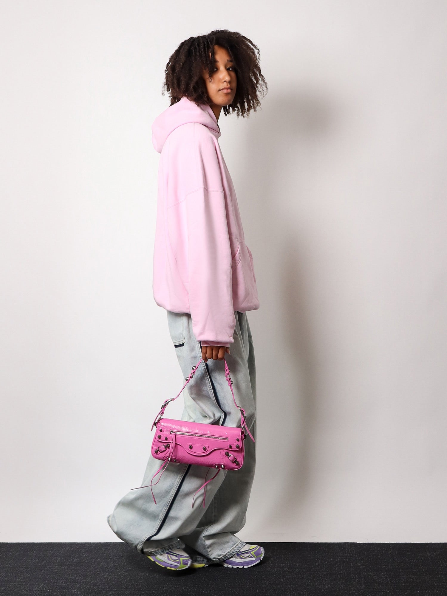 Balenciaga Leather shoulder bag with metal details, view 2