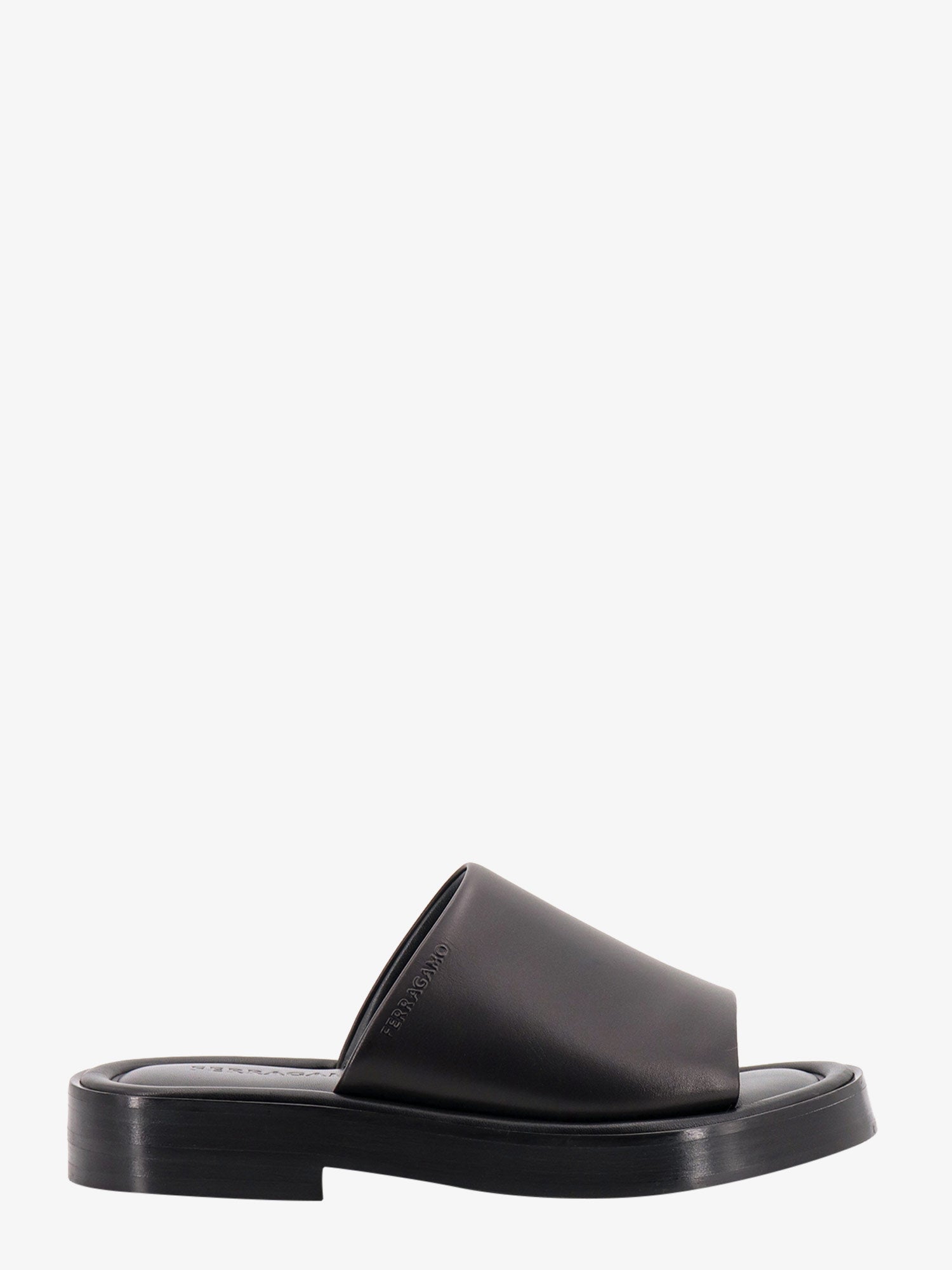 Ferragamo Leather sandals with embossed logo on the side