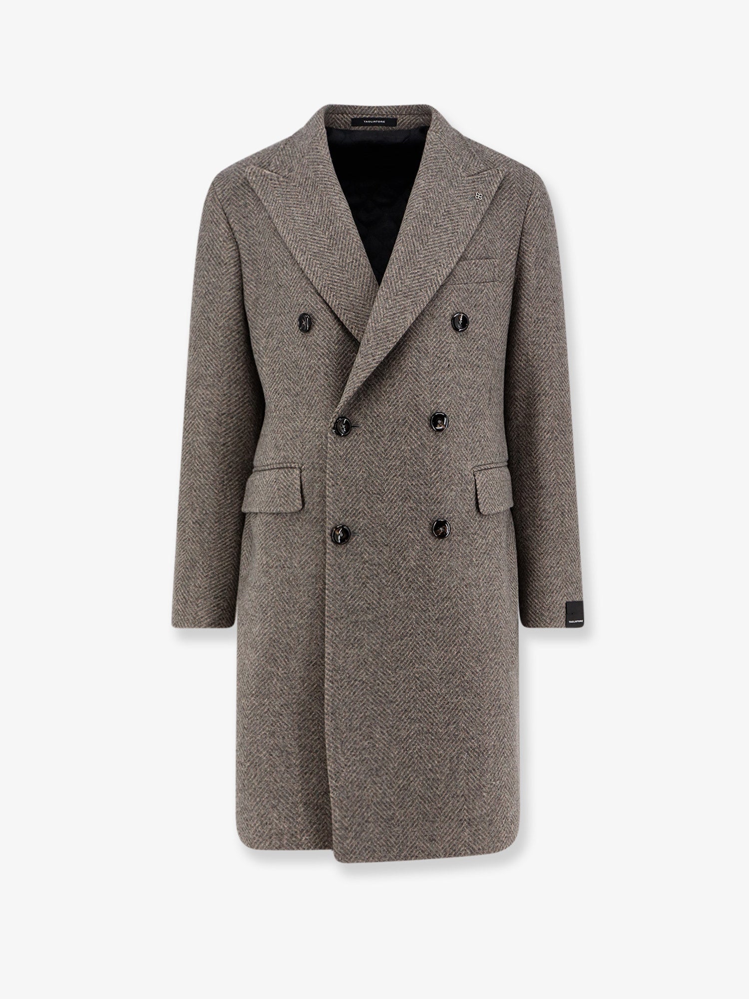 Tagliatore Herringbone virgin wool and cashmere coat