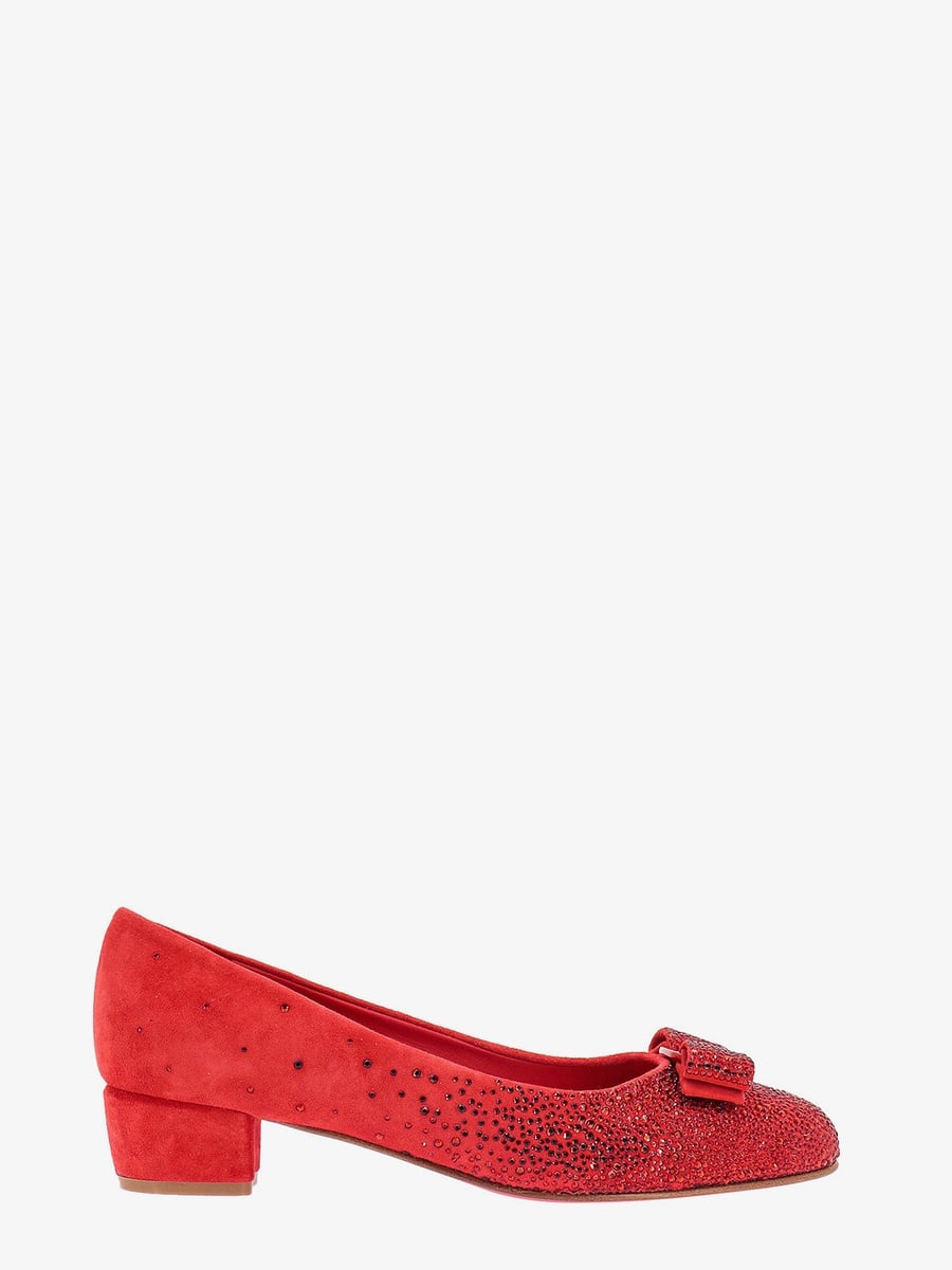 Ferragamo Suede décolleté with rhinestone detail