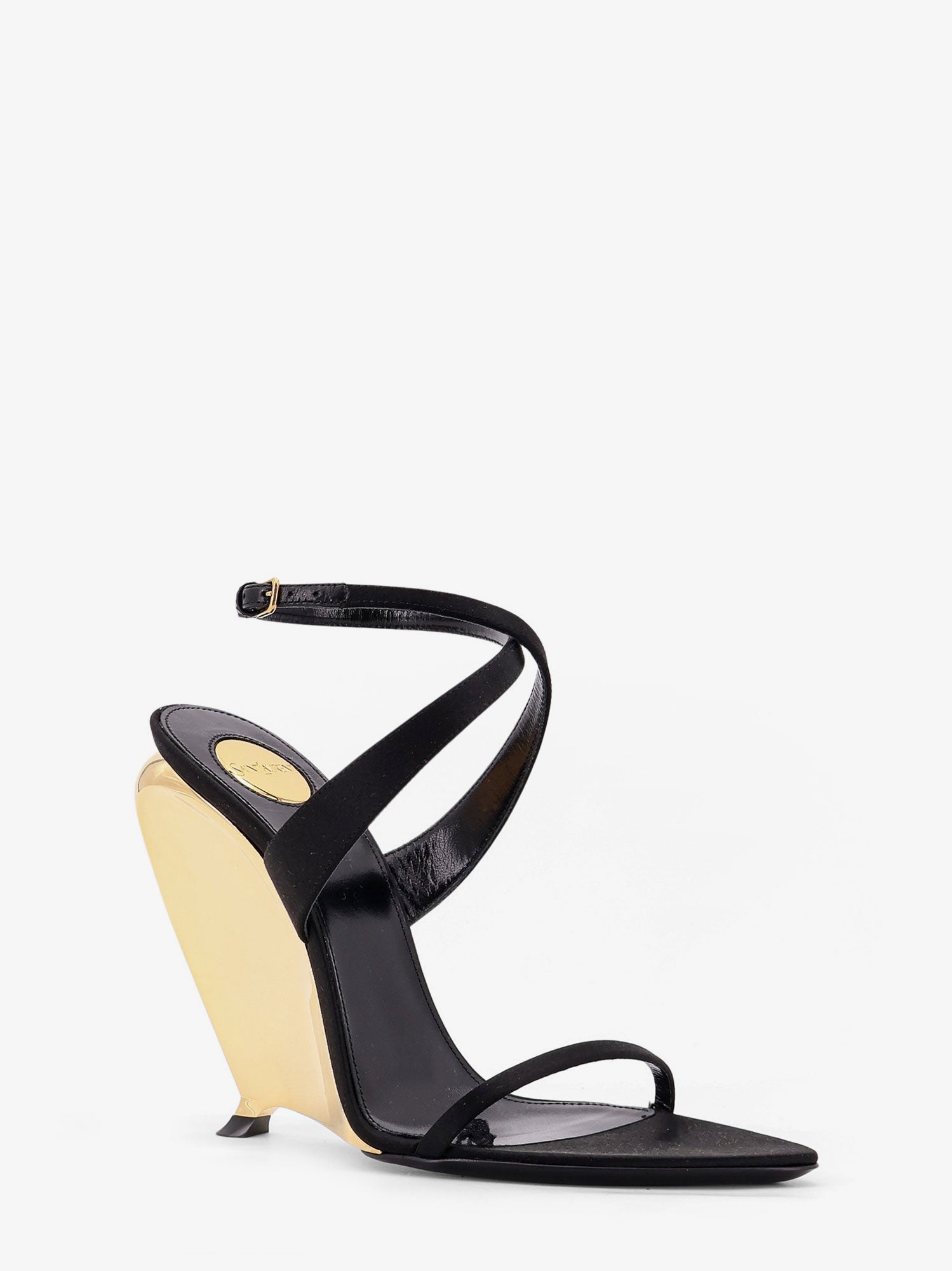 Saint Laurent Tallulah 110 satin sandals with sculptural wedge heel, view 2
