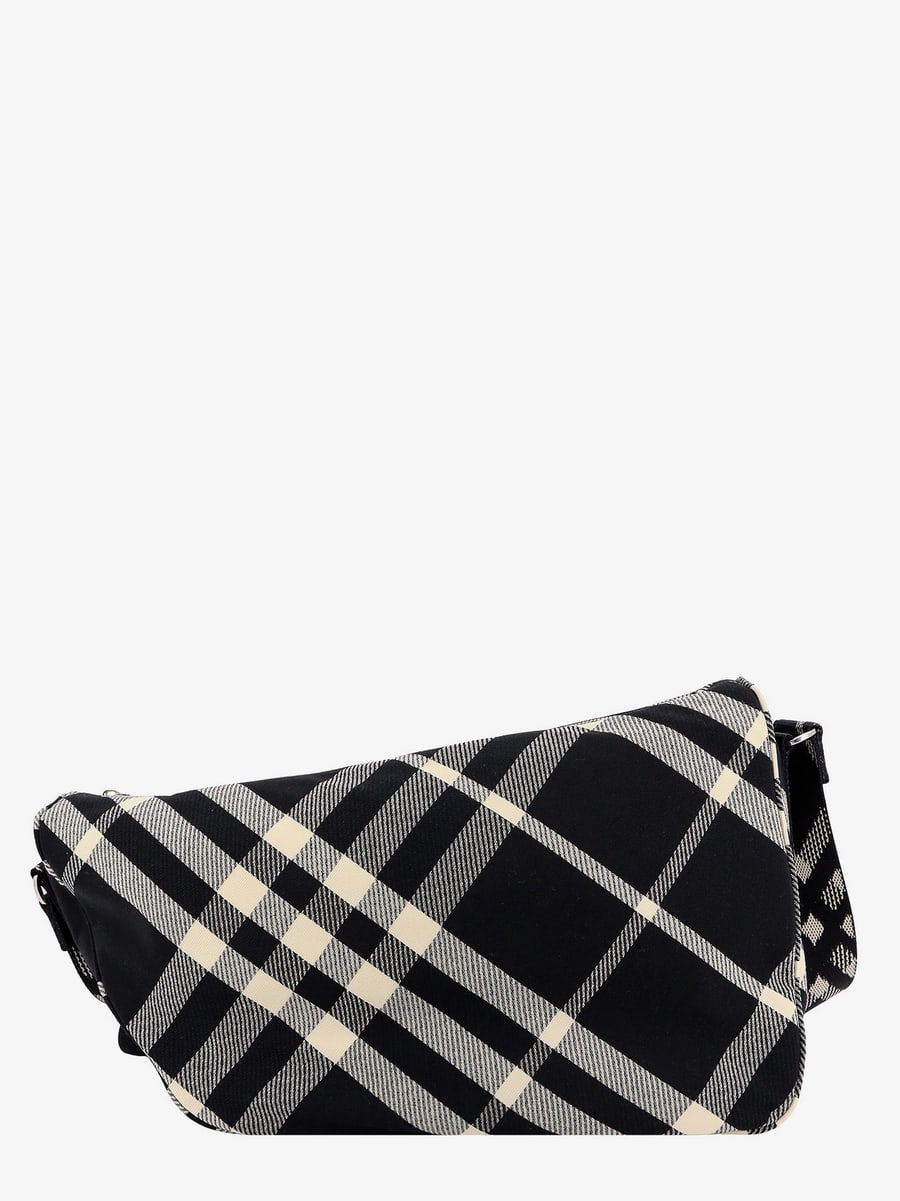 Burberry Messenger cotton blend bag with burberry check jacquard motif, view 2