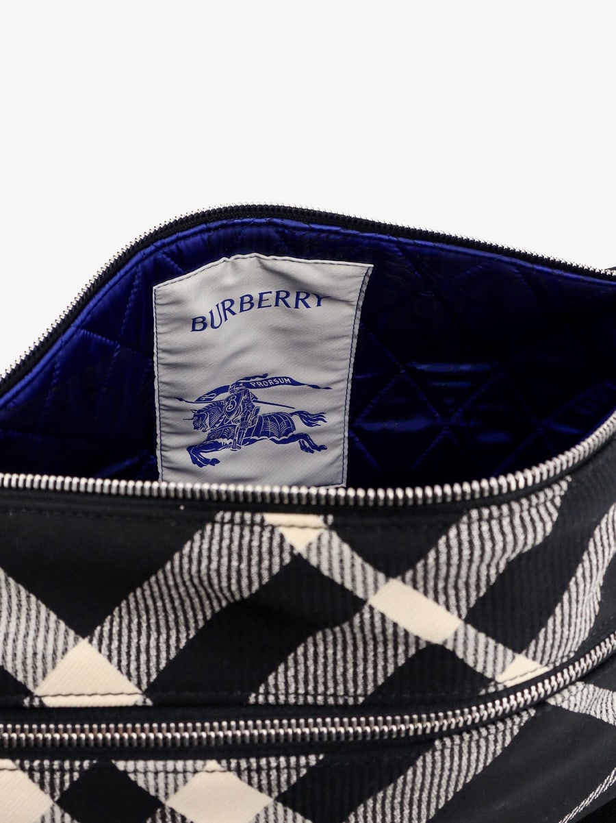 Burberry Messenger cotton blend bag with burberry check jacquard motif, view 4