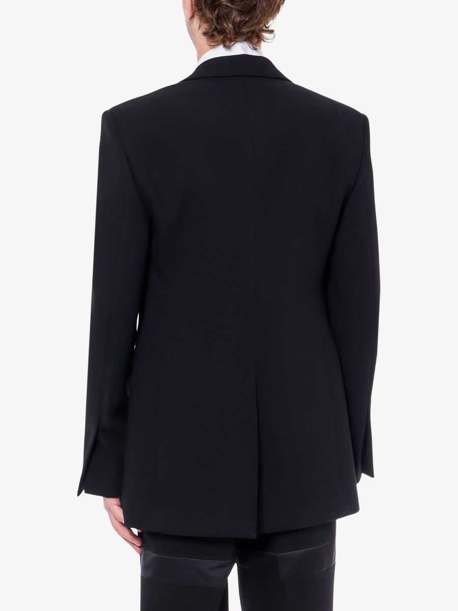 Ferragamo Wool blazer with satin profiles, view 4