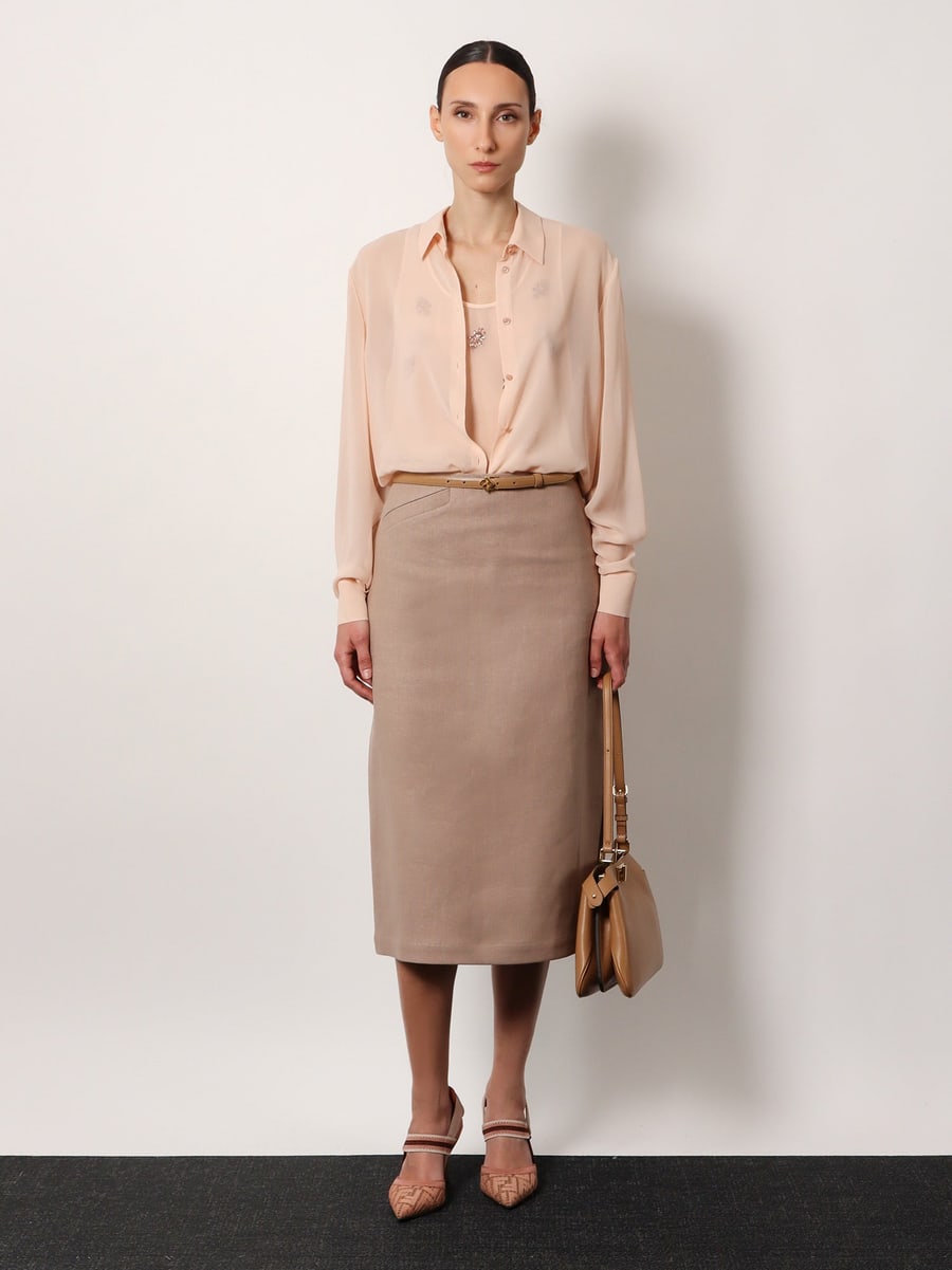 Fendi Georgette top with rhinestones and sequins embroidery, view 2