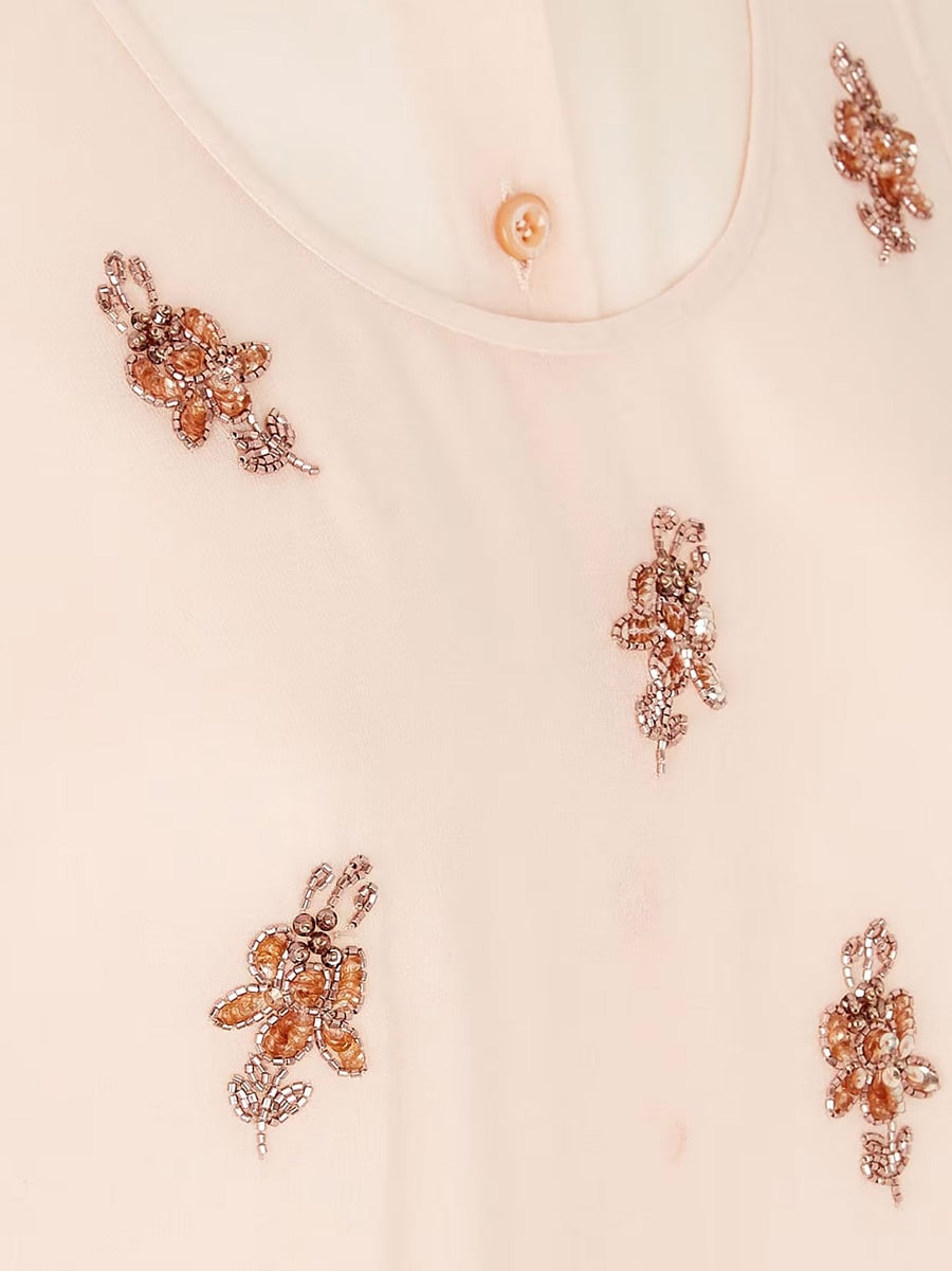 Fendi Georgette top with rhinestones and sequins embroidery, view 5