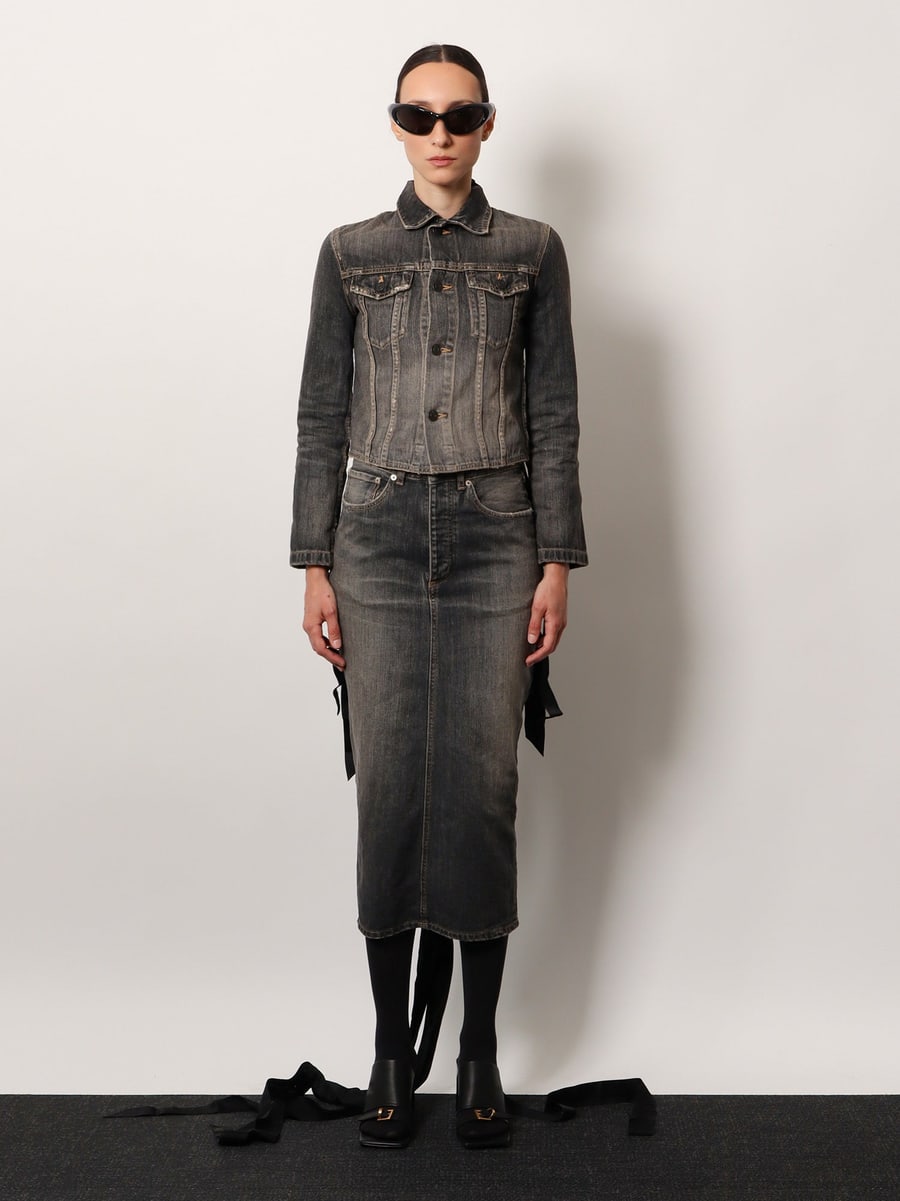 Balenciaga Denim jacket with satin laces, view 2