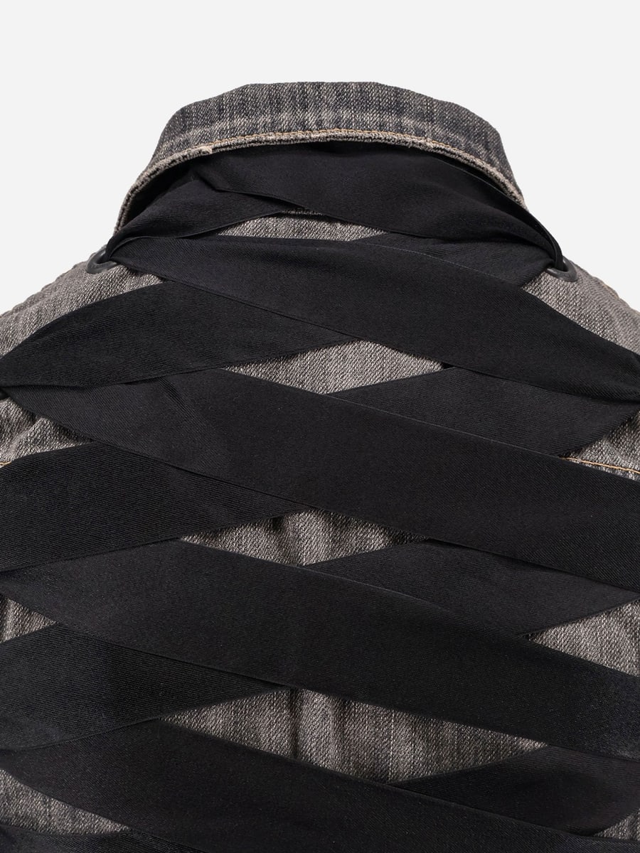 Balenciaga Denim jacket with satin laces, view 5