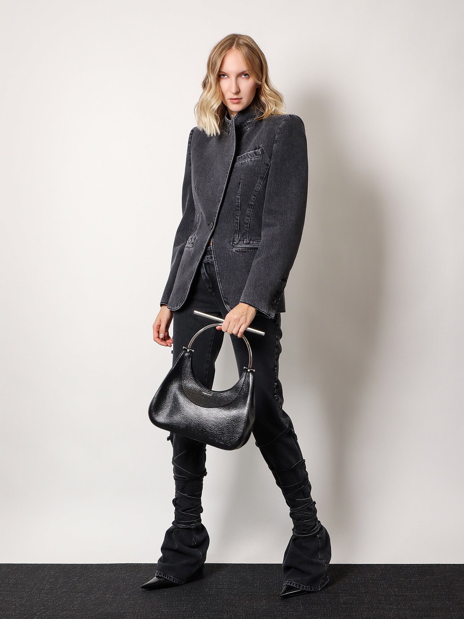 Alexander McQueen Leather handbag with frontal logo, view 2