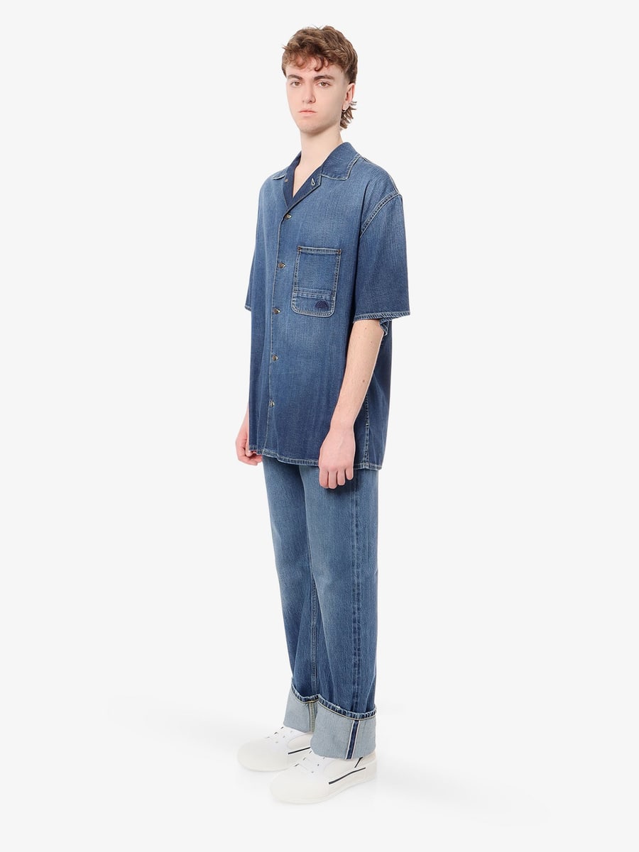 Alexander McQueen Cotton jeans with leather logo patch, view 2