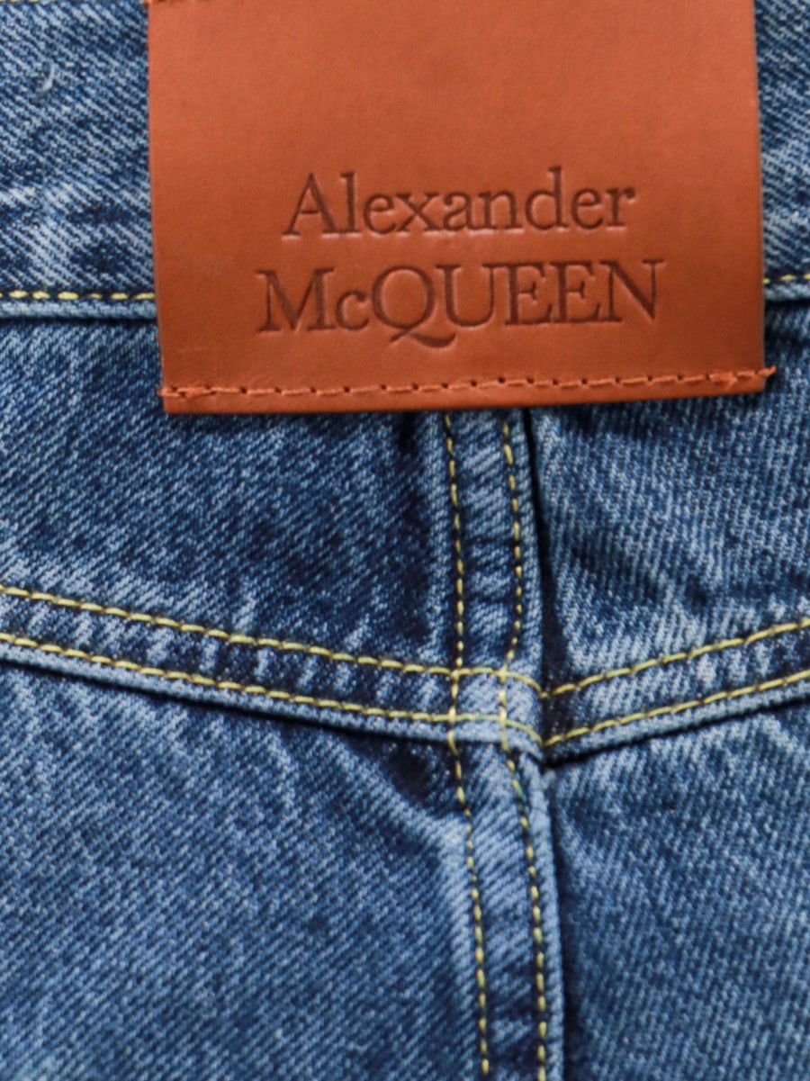 Alexander McQueen Cotton jeans with leather logo patch, view 5