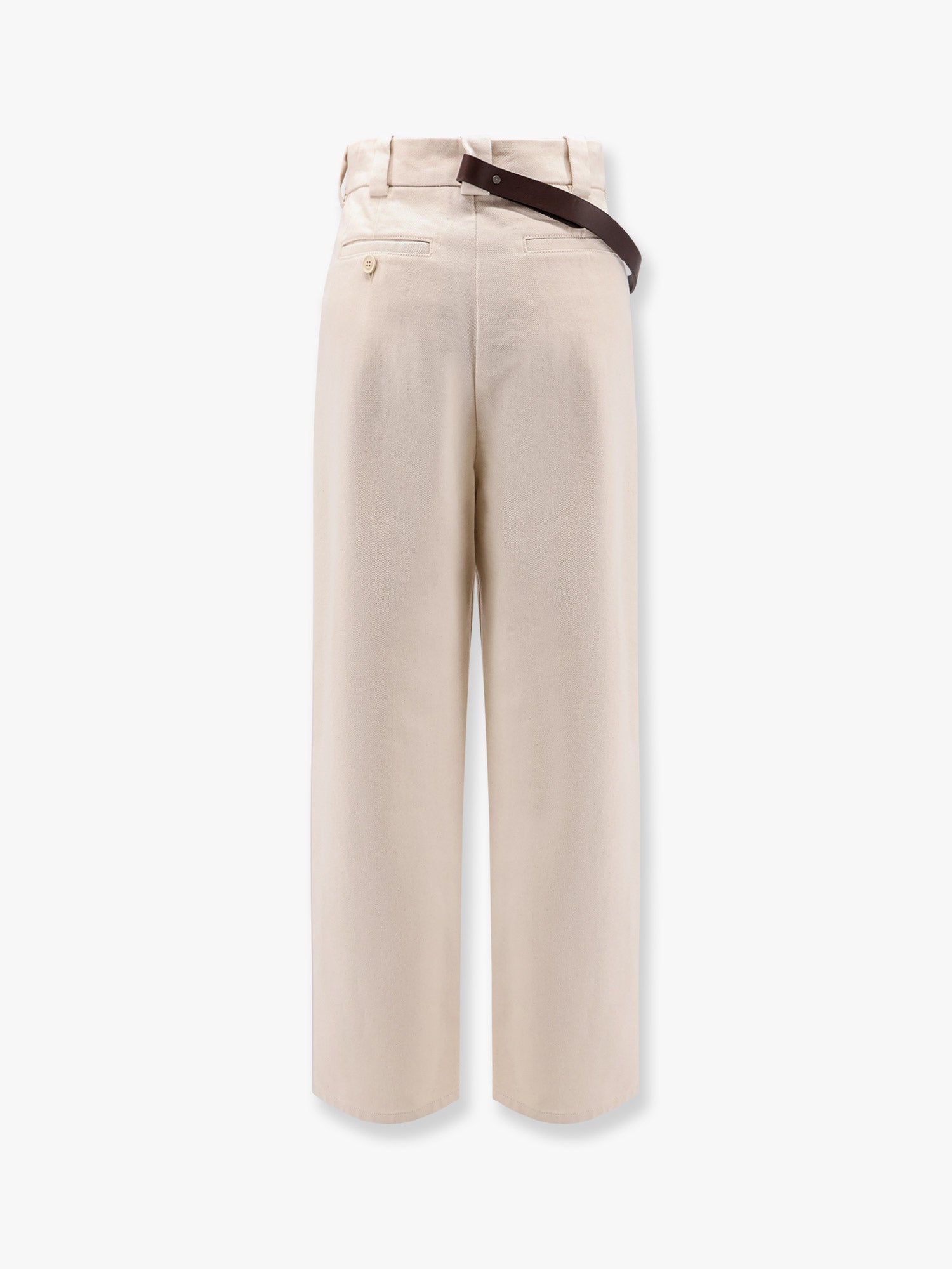 Pinko Reimagine by Pinko X Patrick McDowell cotton trousers with crossover and belt, view 2