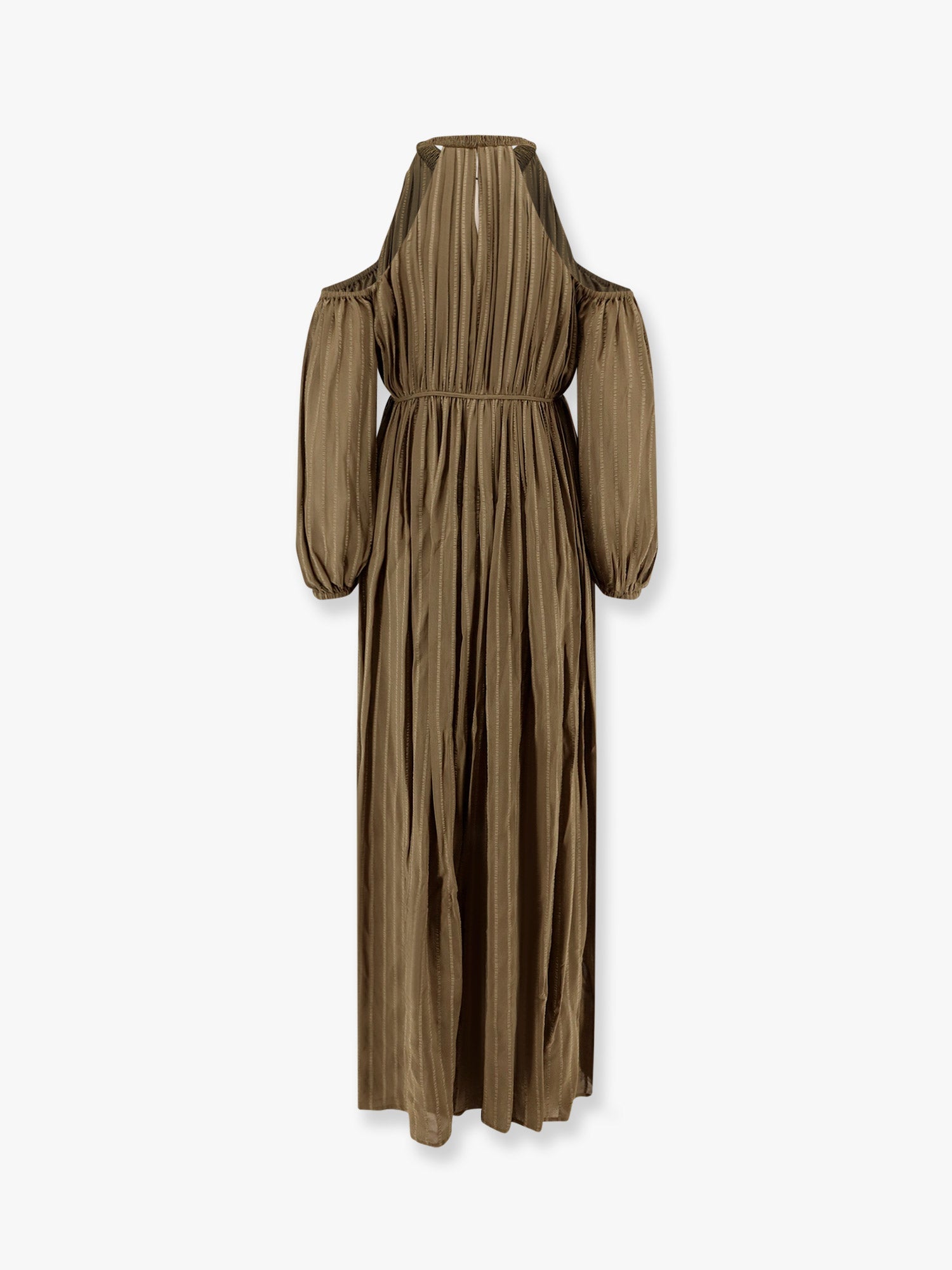 Pinko Allenatore georgette long dress with striped motif, view 2