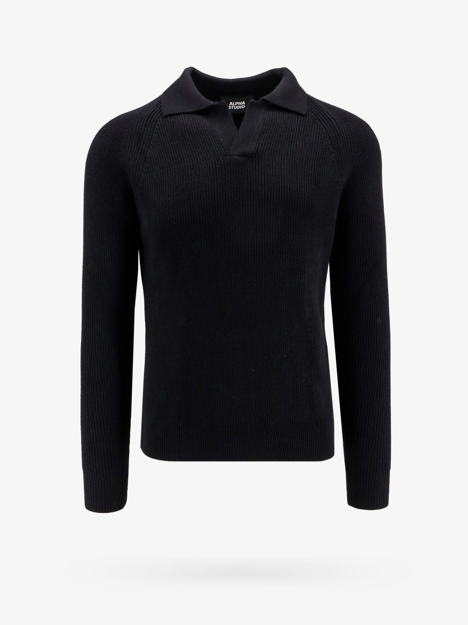 ALPHA-STUDIO Ribbed extrafine merino wool polo shirt