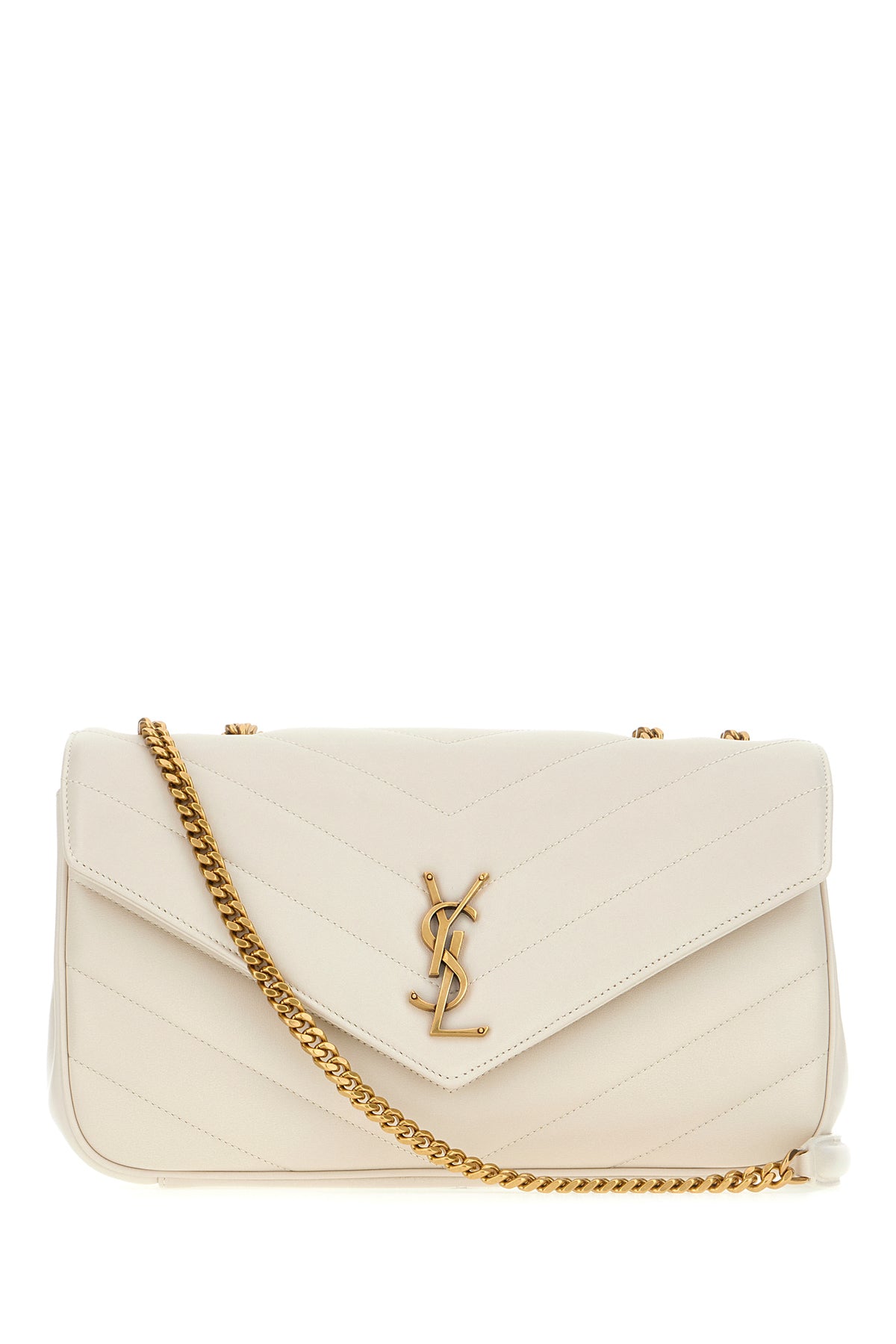 Saint Laurent Borsa a spalla LouLou mini in pelle avorio